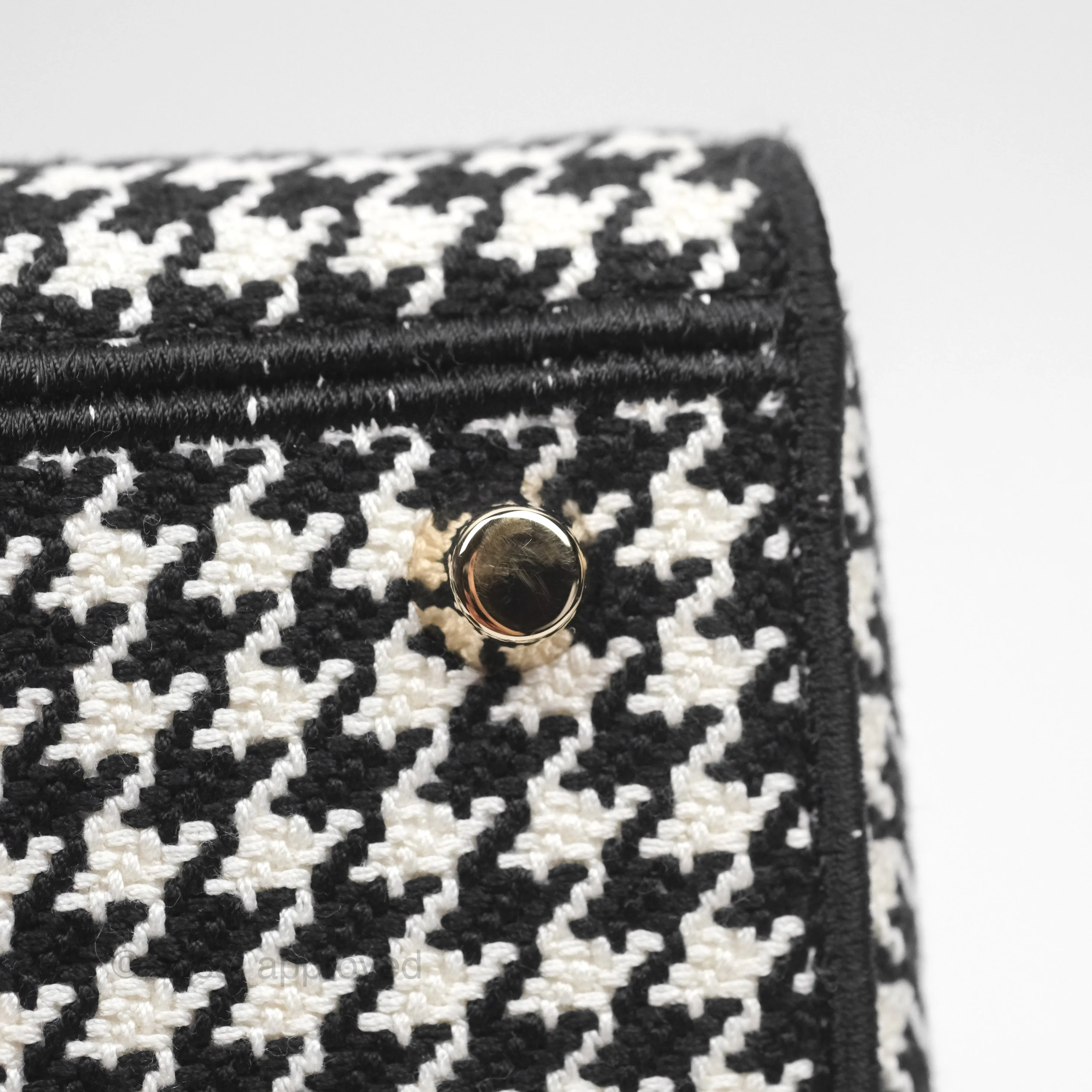 Christian Dior Medium Lady D-Lite Bag Black White Houndstooth