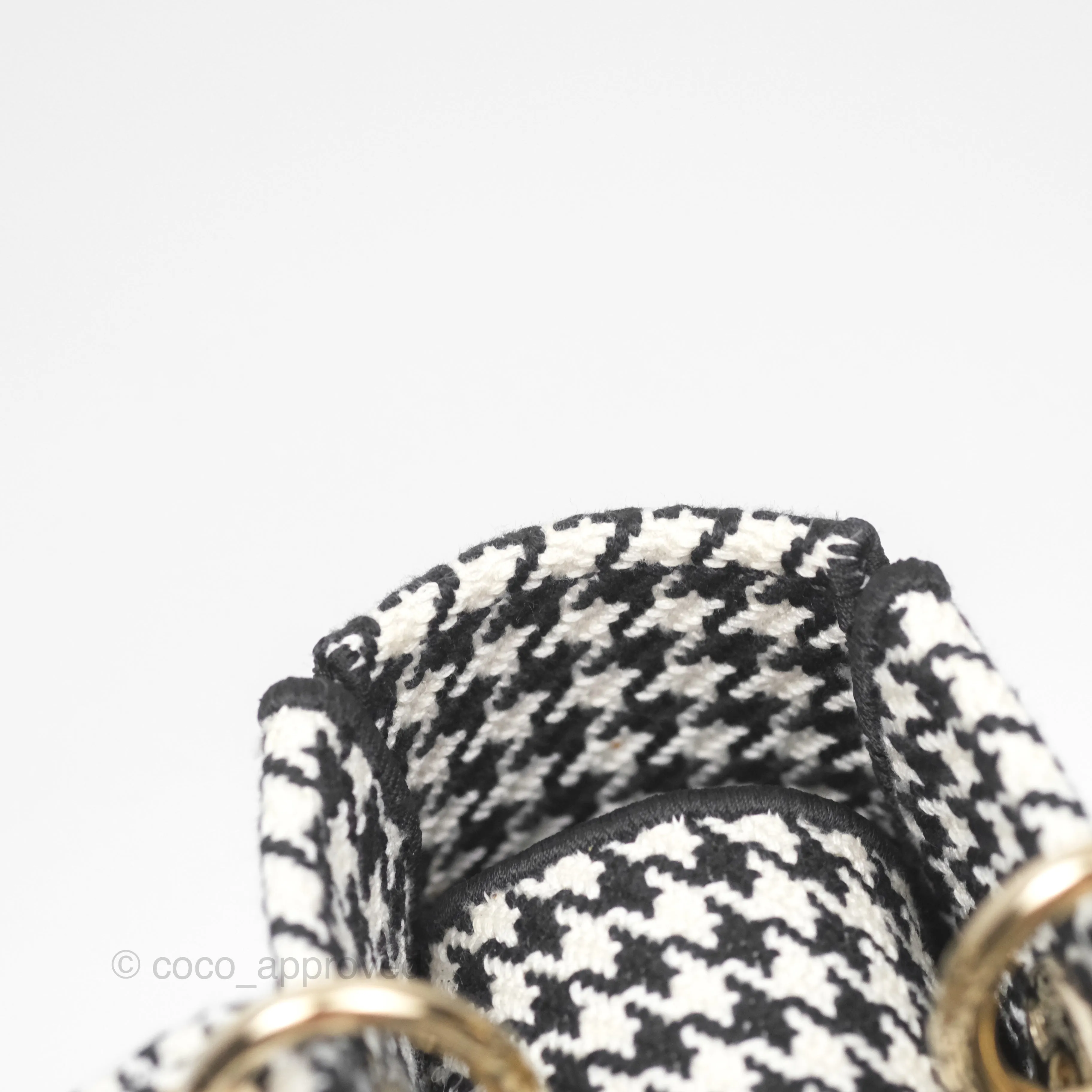 Christian Dior Medium Lady D-Lite Bag Black White Houndstooth