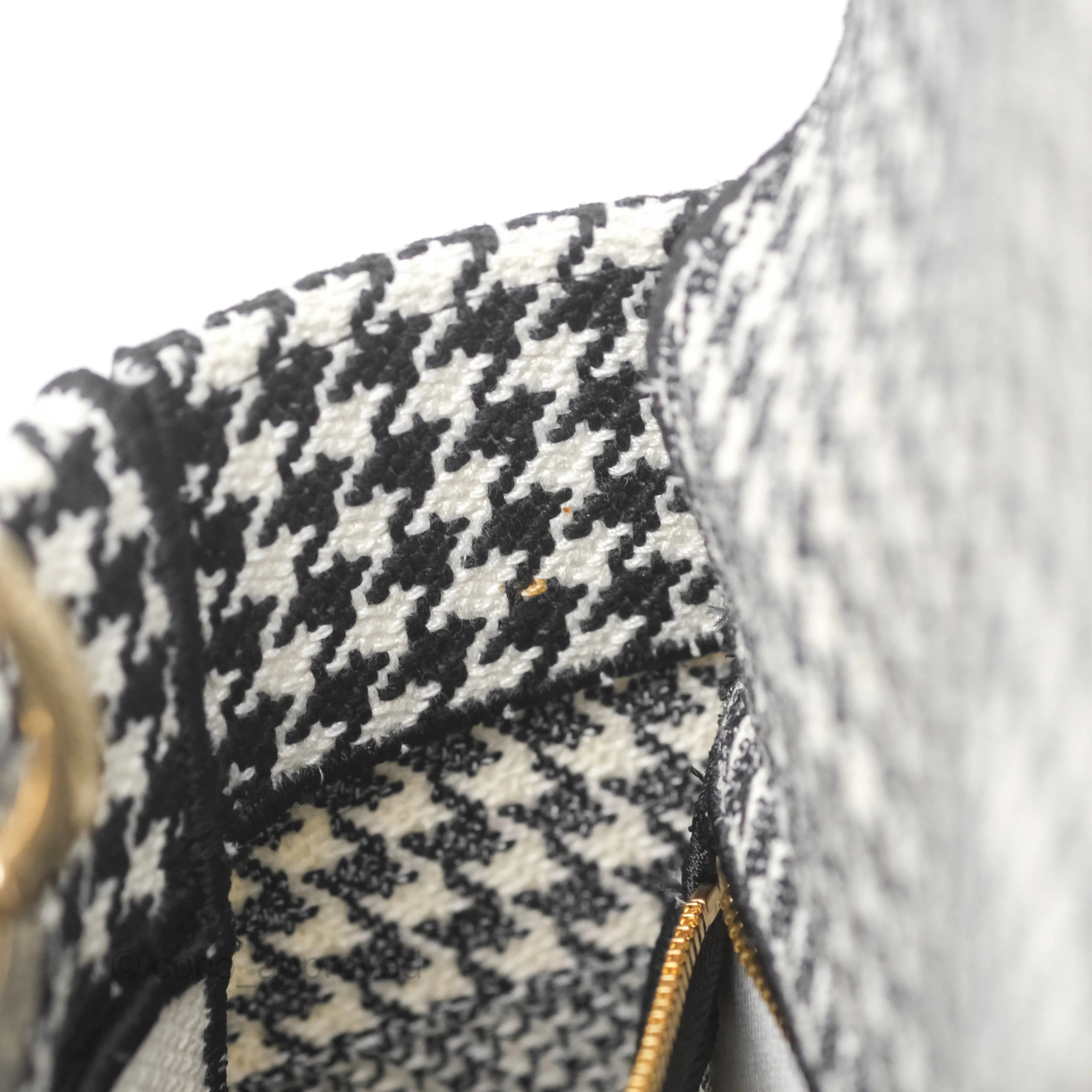 Christian Dior Medium Lady D-Lite Bag Black White Houndstooth