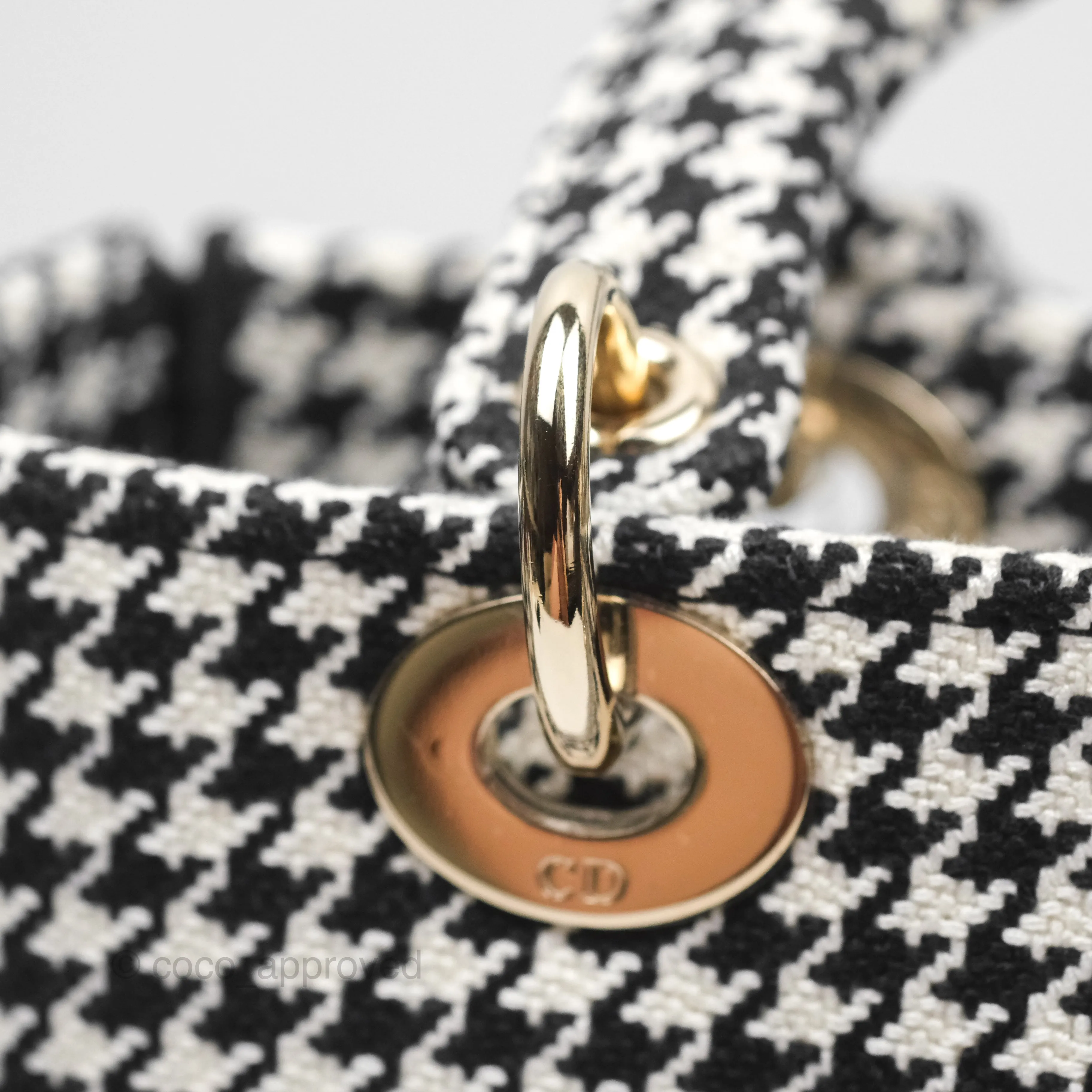 Christian Dior Medium Lady D-Lite Bag Black White Houndstooth