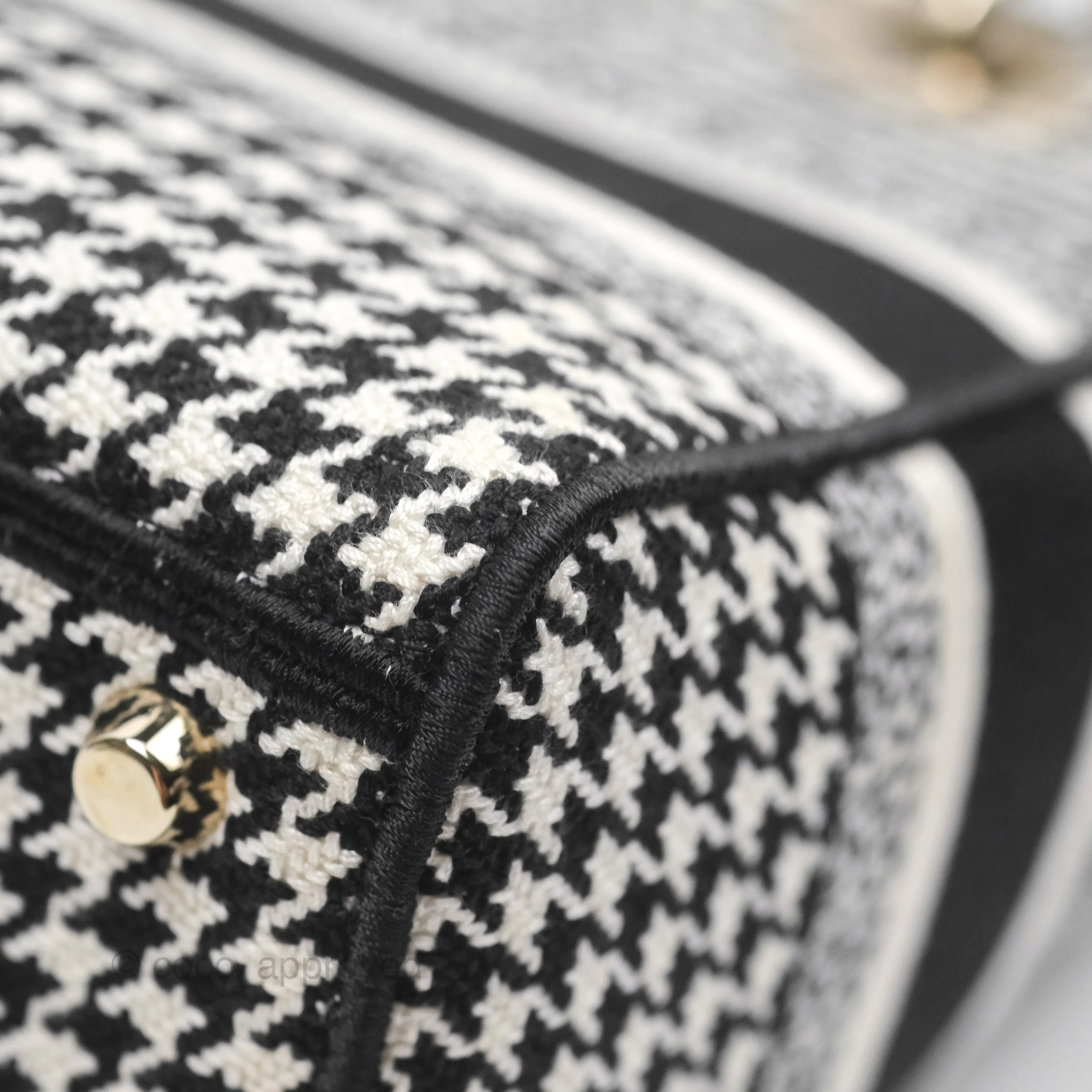 Christian Dior Medium Lady D-Lite Bag Black White Houndstooth