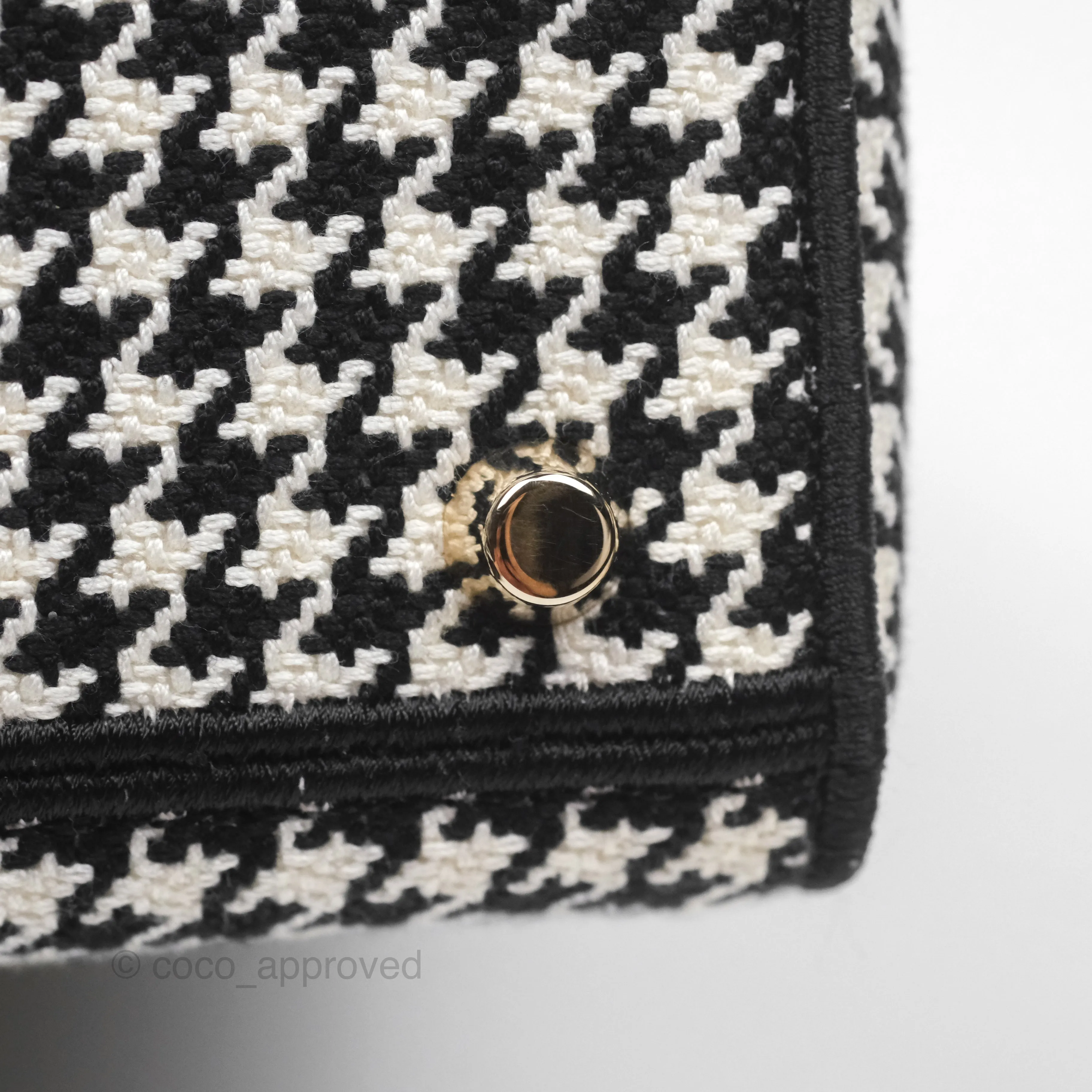 Christian Dior Medium Lady D-Lite Bag Black White Houndstooth