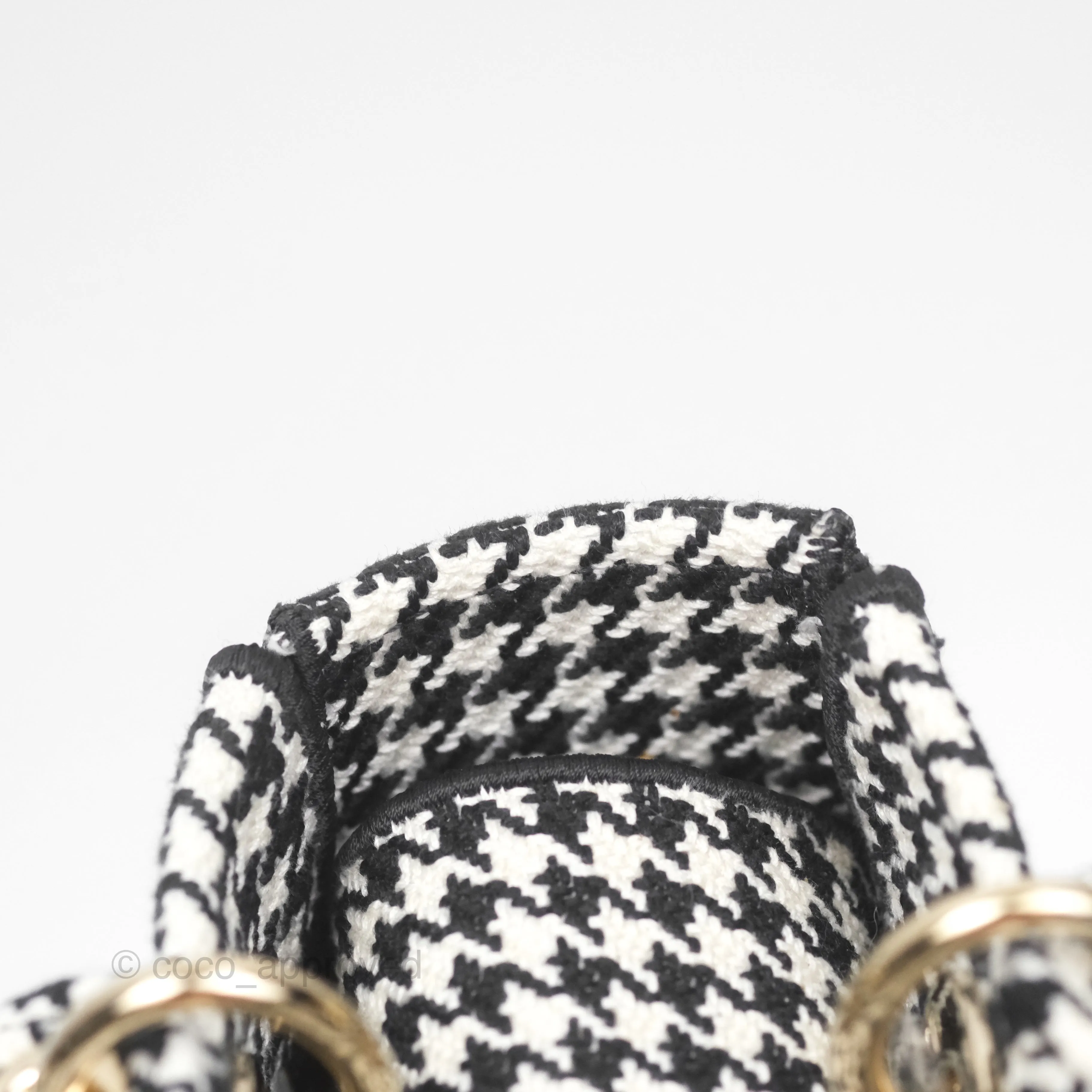 Christian Dior Medium Lady D-Lite Bag Black White Houndstooth