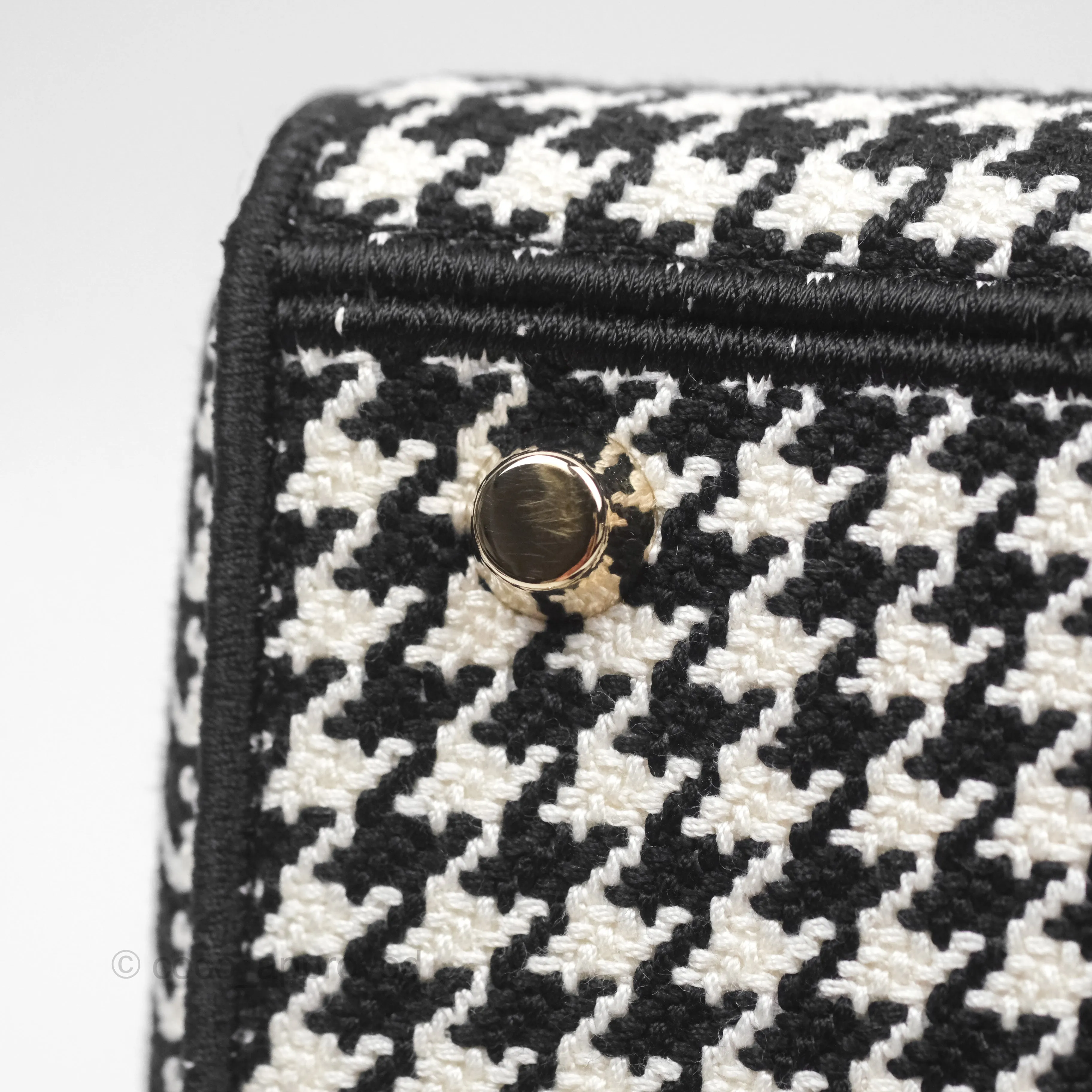 Christian Dior Medium Lady D-Lite Bag Black White Houndstooth