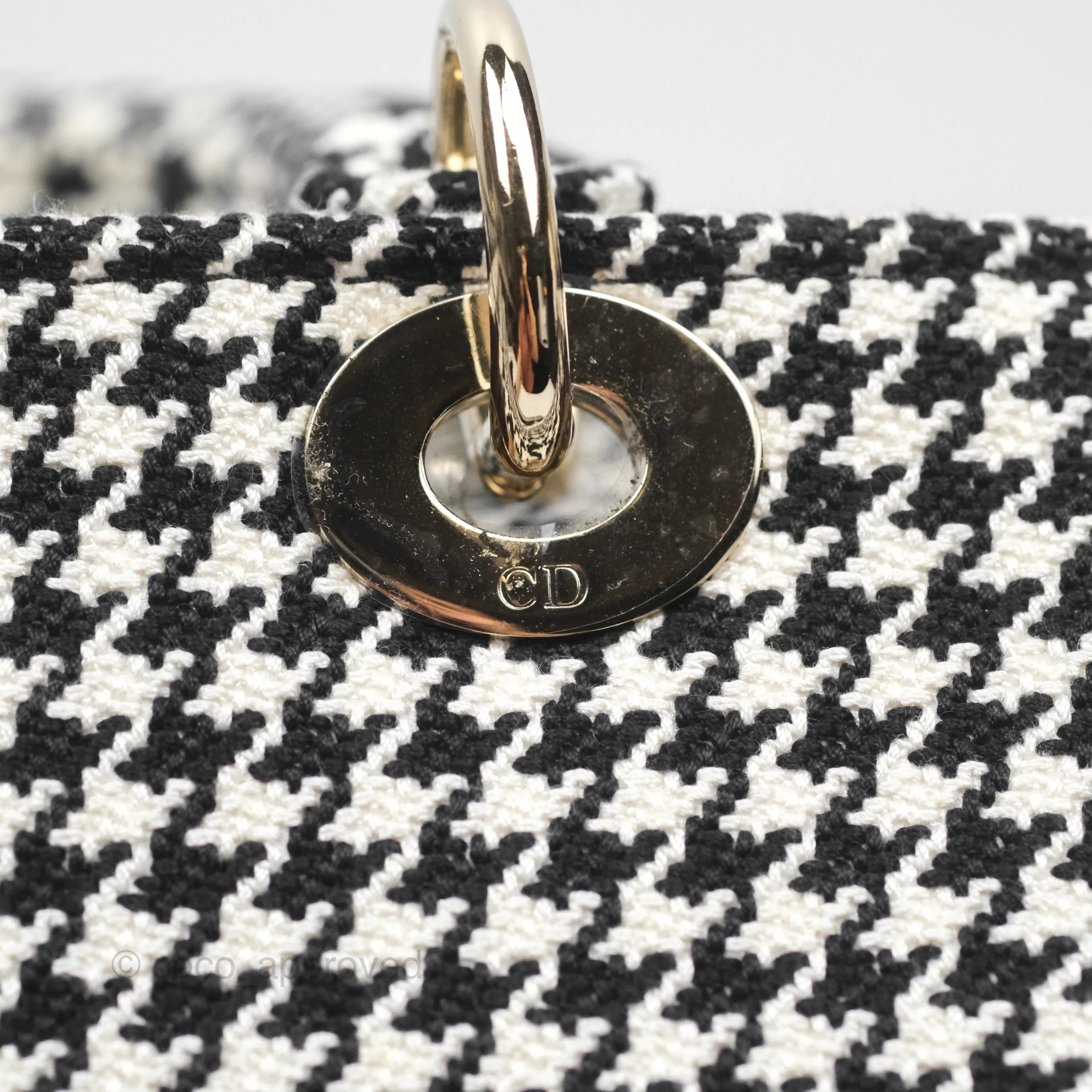 Christian Dior Medium Lady D-Lite Bag Black White Houndstooth
