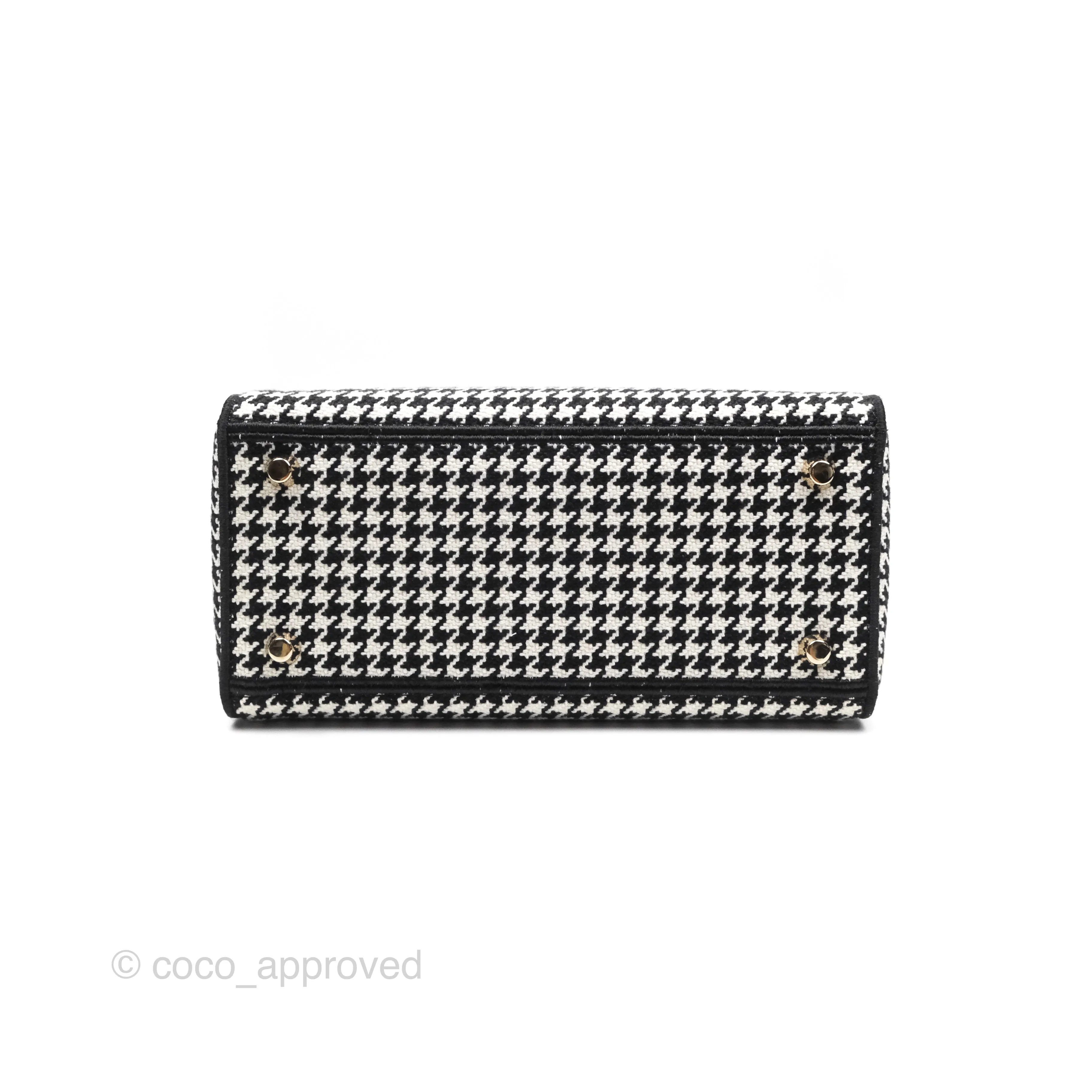 Christian Dior Medium Lady D-Lite Bag Black White Houndstooth
