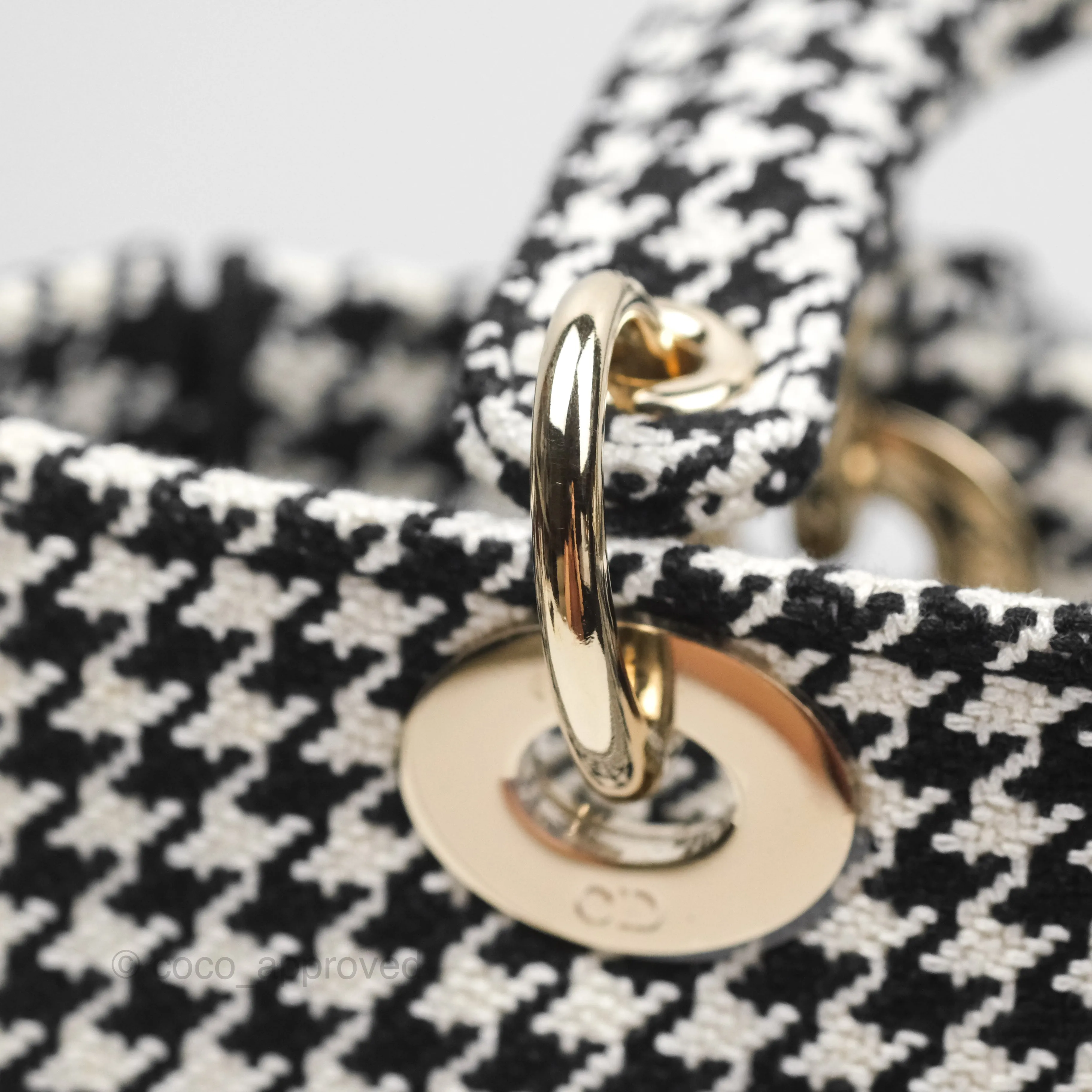 Christian Dior Medium Lady D-Lite Bag Black White Houndstooth