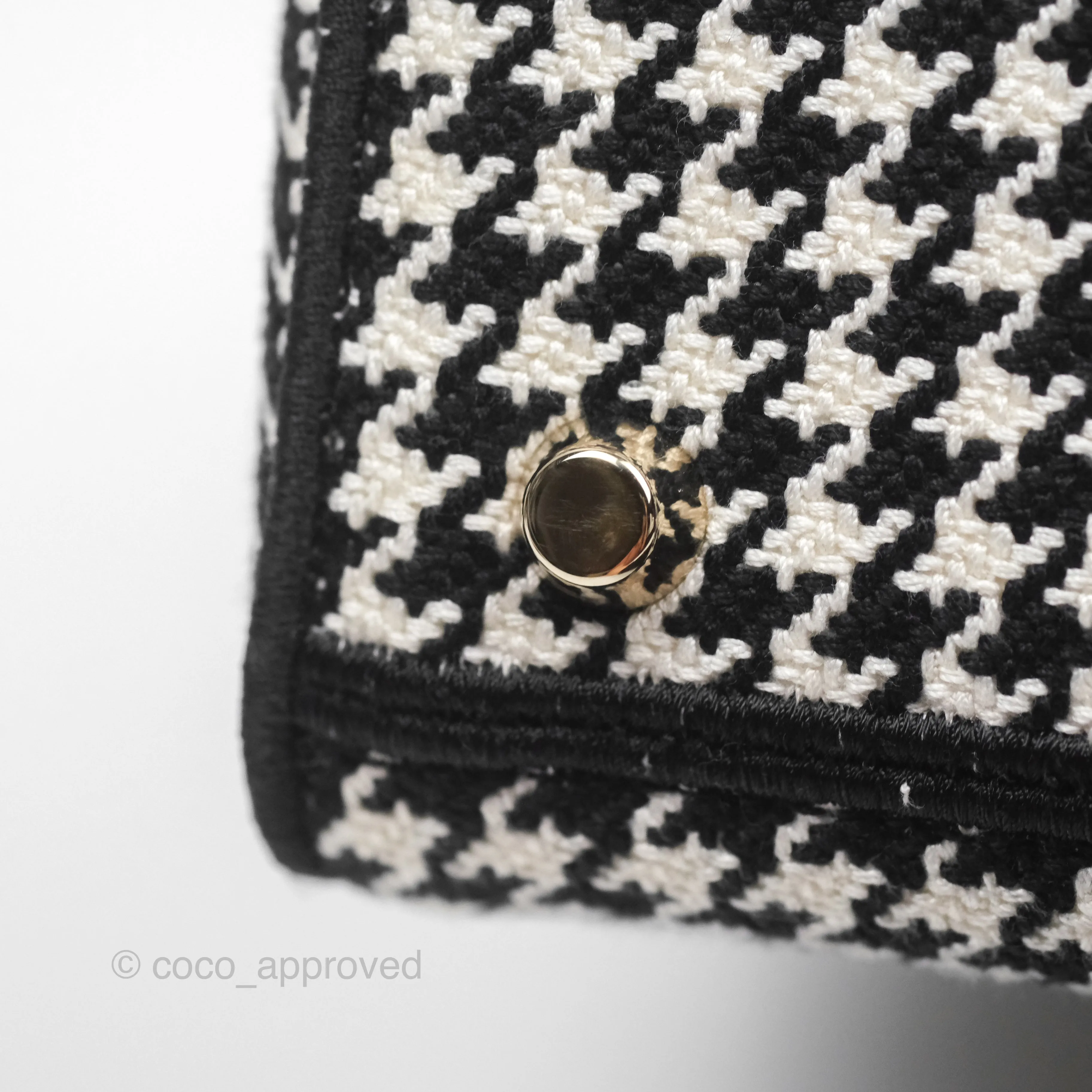 Christian Dior Medium Lady D-Lite Bag Black White Houndstooth