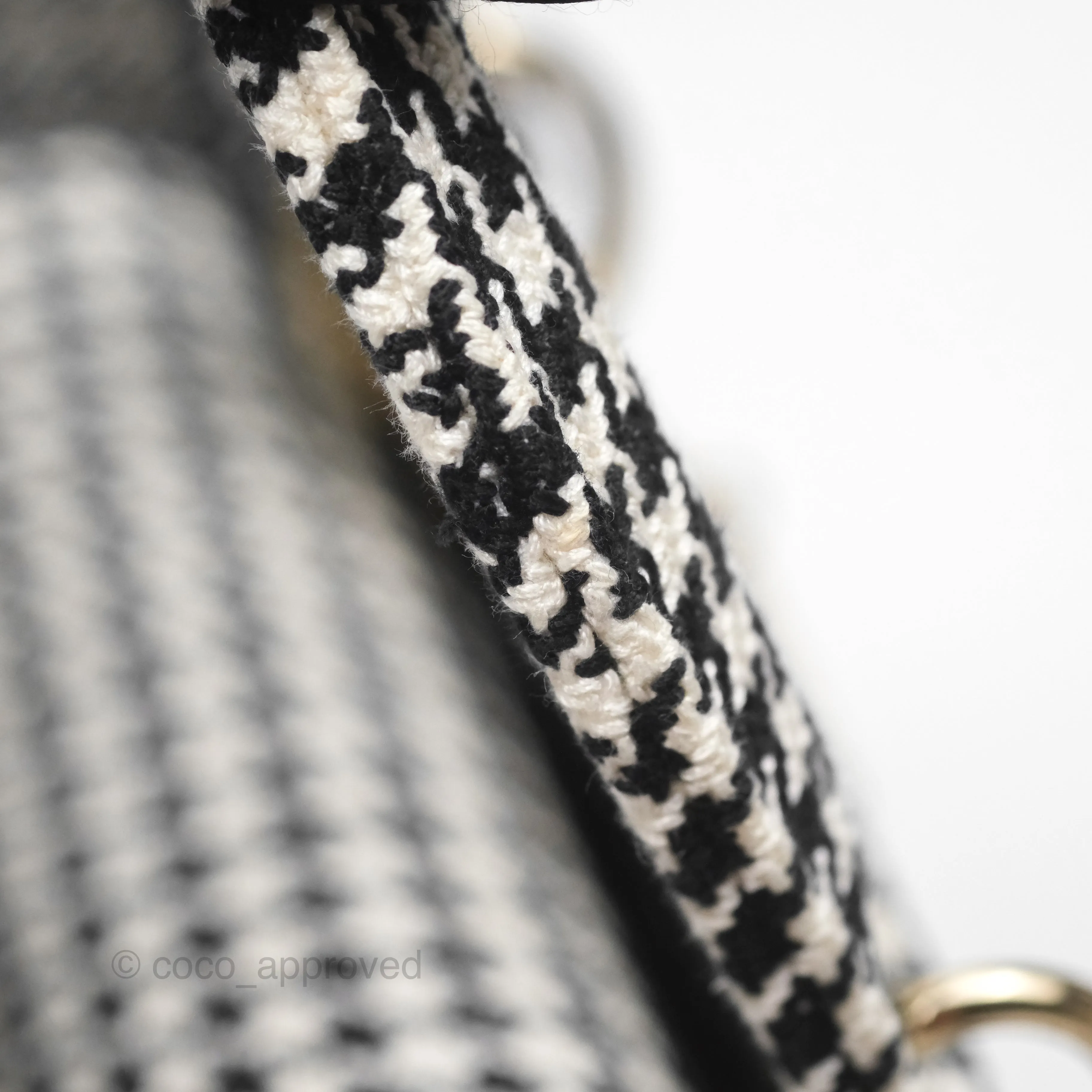 Christian Dior Medium Lady D-Lite Bag Black White Houndstooth