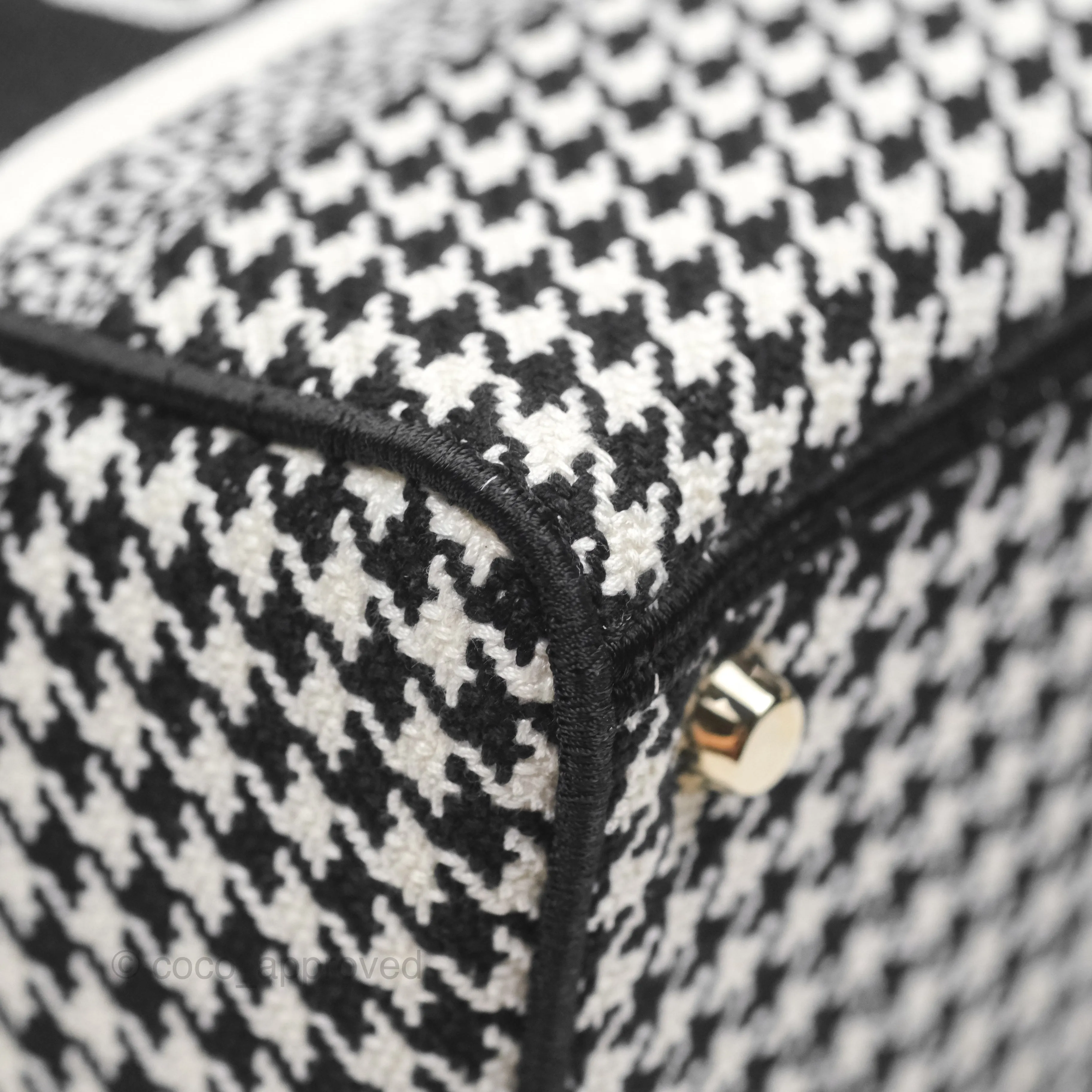 Christian Dior Medium Lady D-Lite Bag Black White Houndstooth