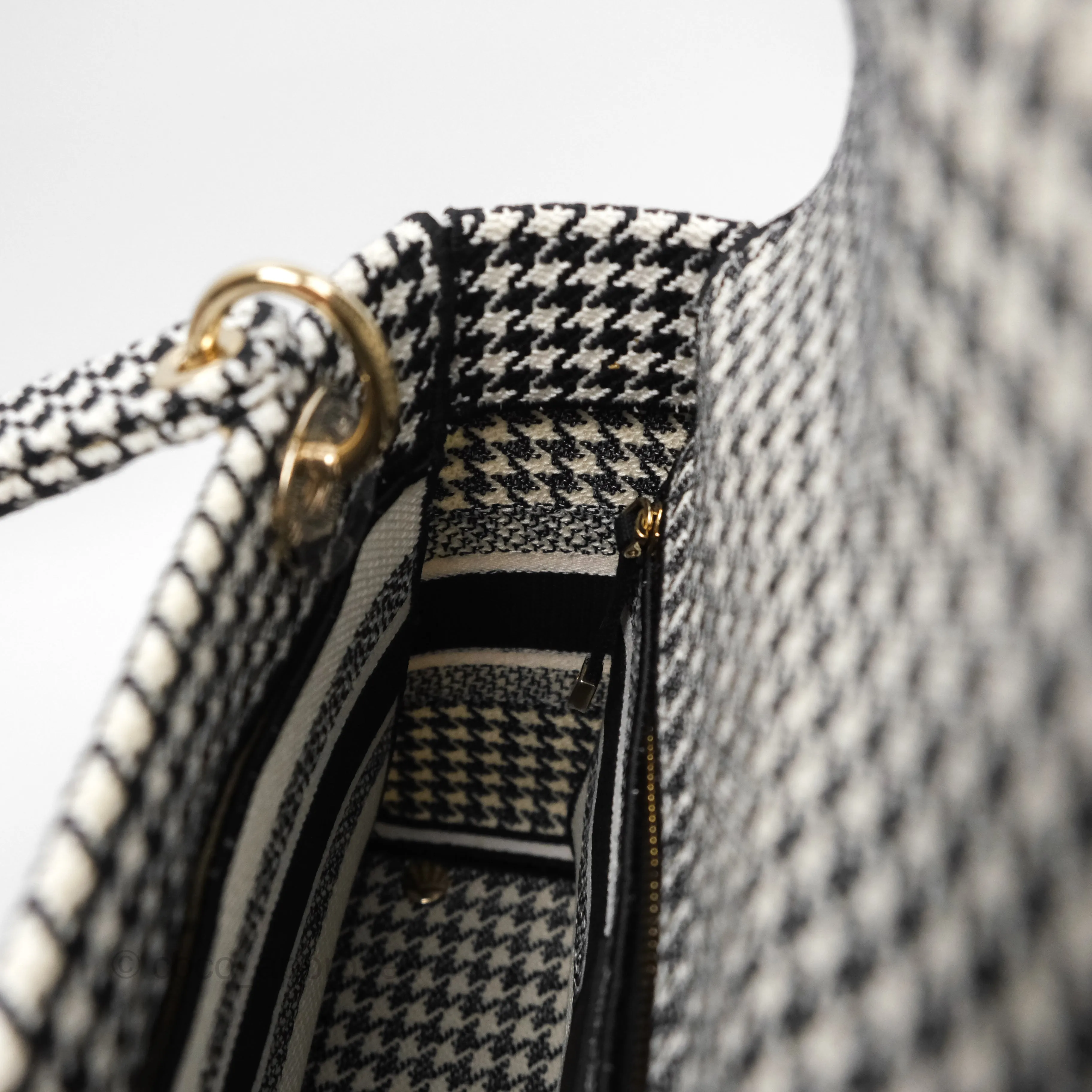 Christian Dior Medium Lady D-Lite Bag Black White Houndstooth