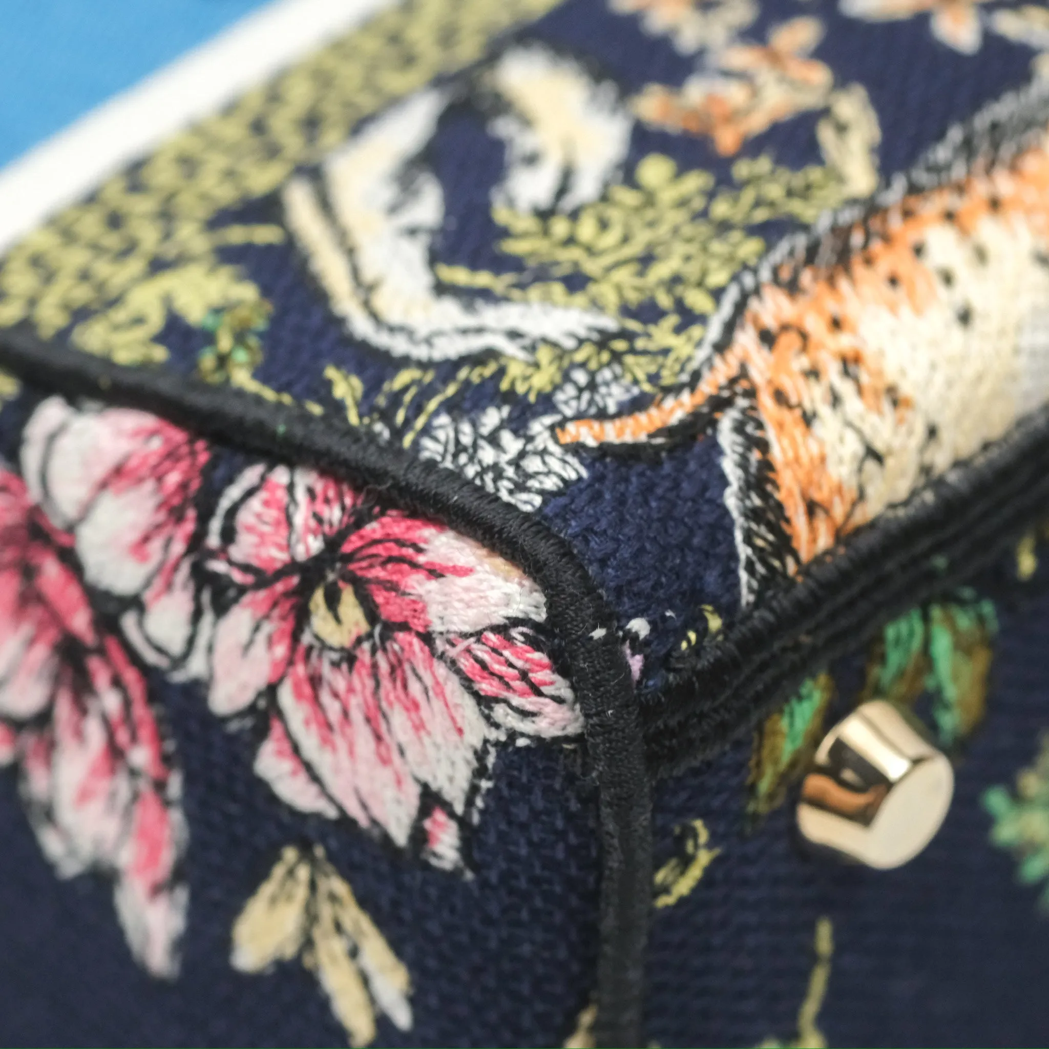 Christian Dior Medium Lady D-Lite Bag Blue Dior Multicolor Constellation Embroidered
