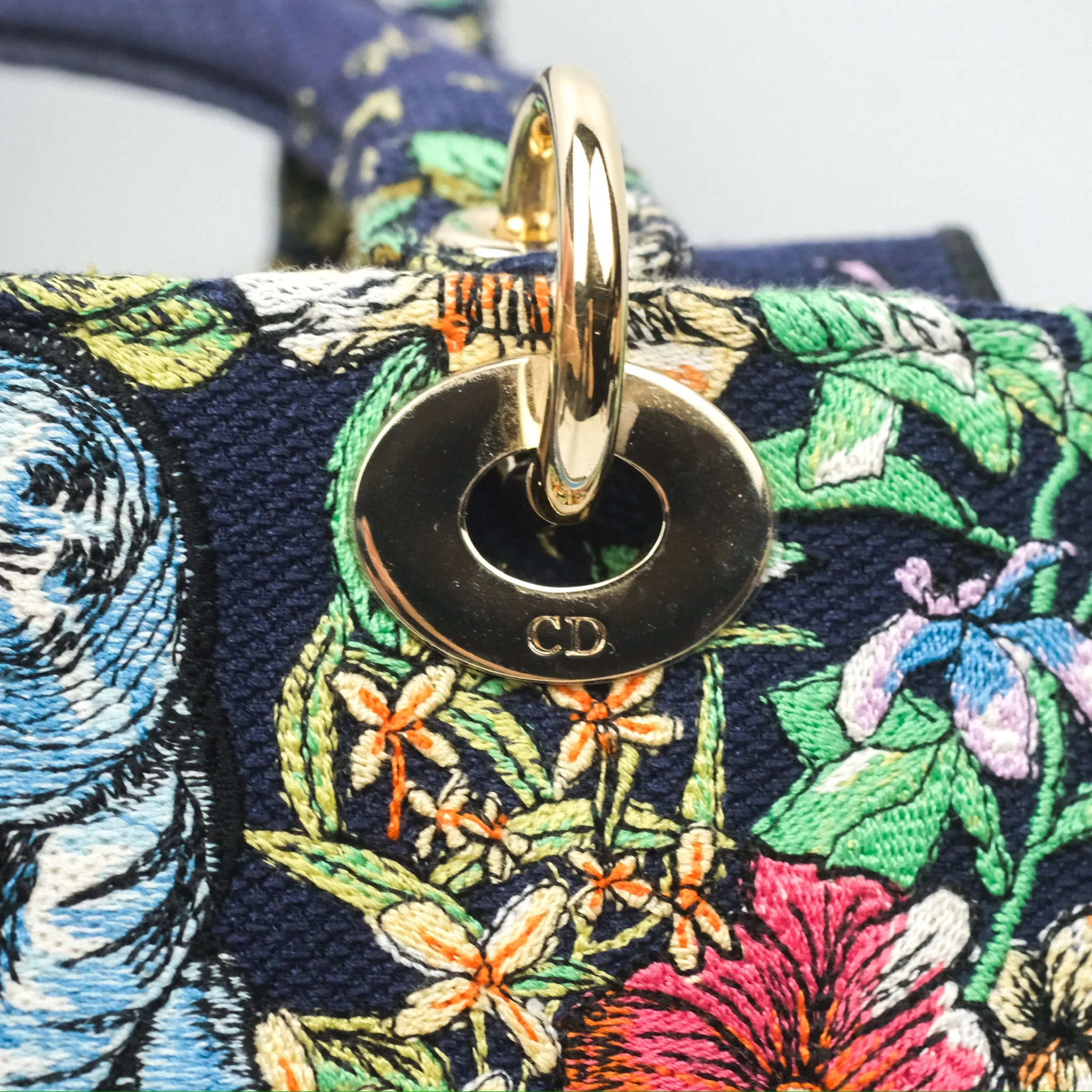 Christian Dior Medium Lady D-Lite Bag Blue Dior Multicolor Constellation Embroidered