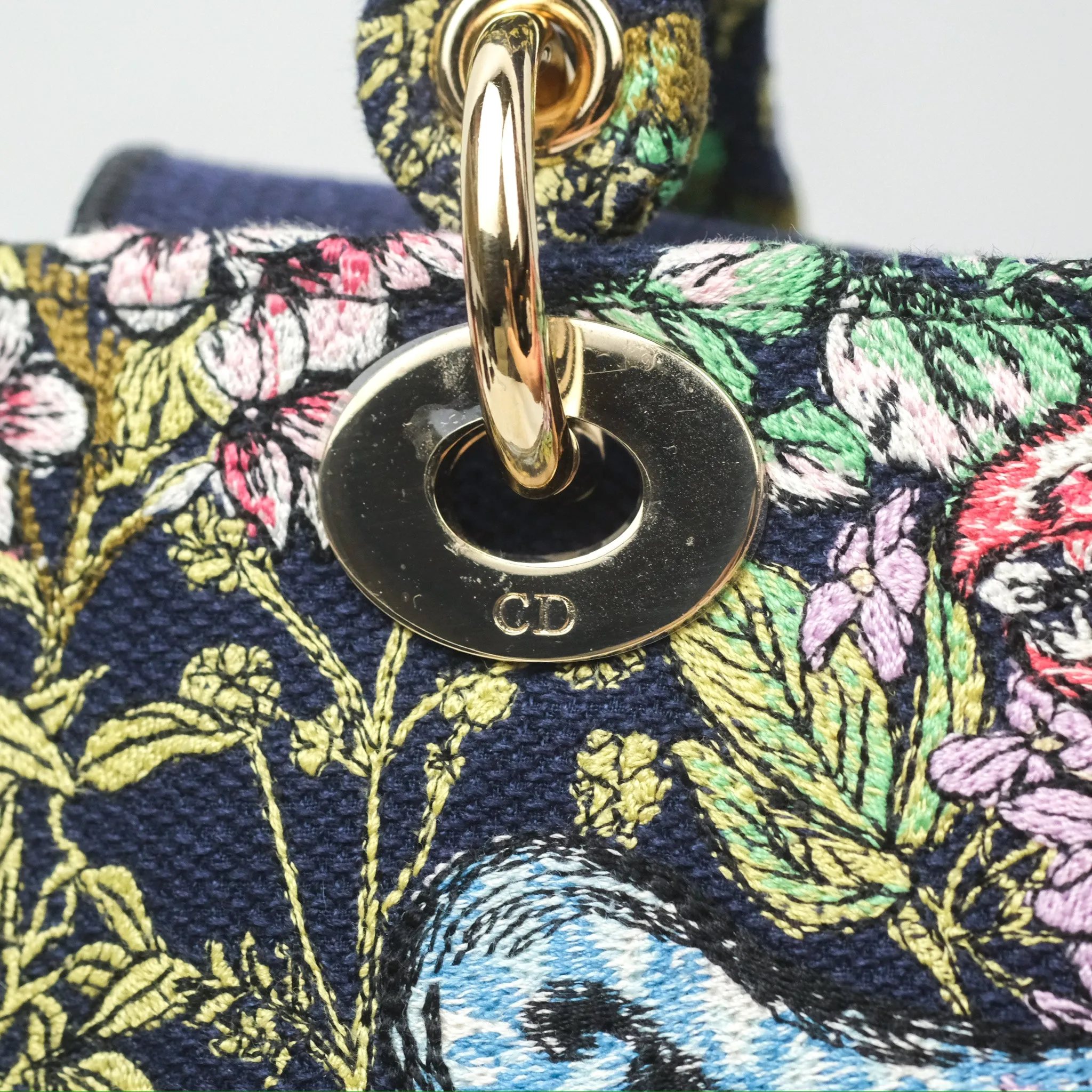 Christian Dior Medium Lady D-Lite Bag Blue Dior Multicolor Constellation Embroidered
