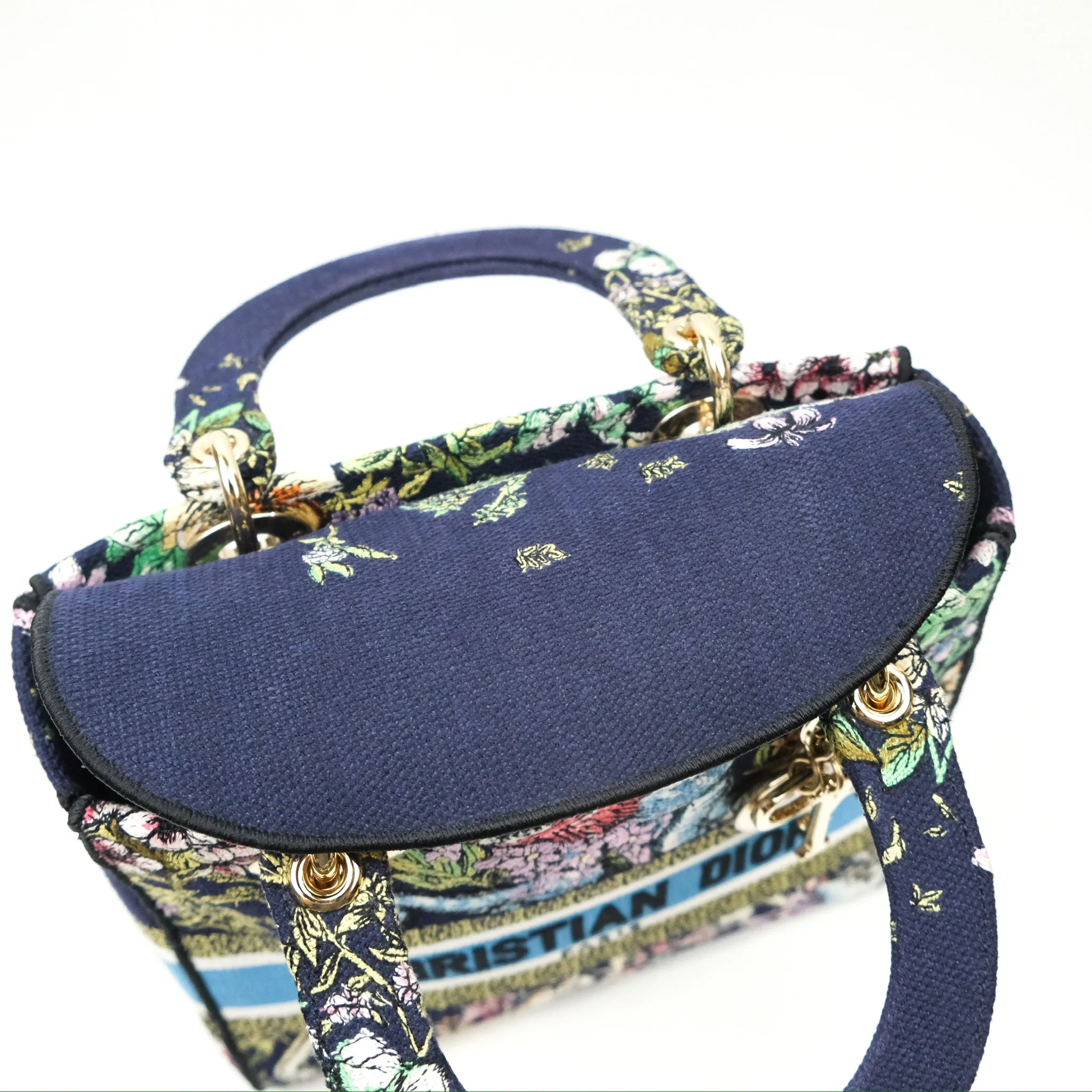 Christian Dior Medium Lady D-Lite Bag Blue Dior Multicolor Constellation Embroidered