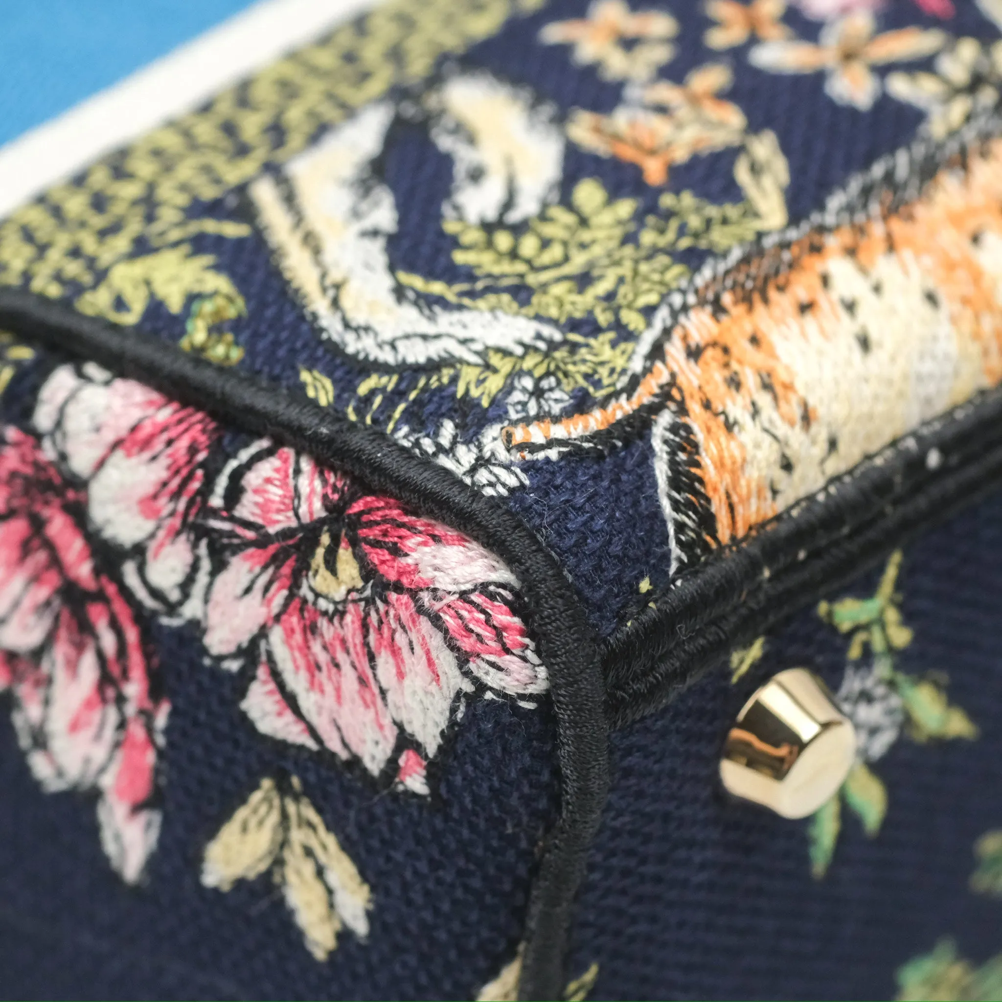 Christian Dior Medium Lady D-Lite Bag Blue Dior Multicolor Constellation Embroidered
