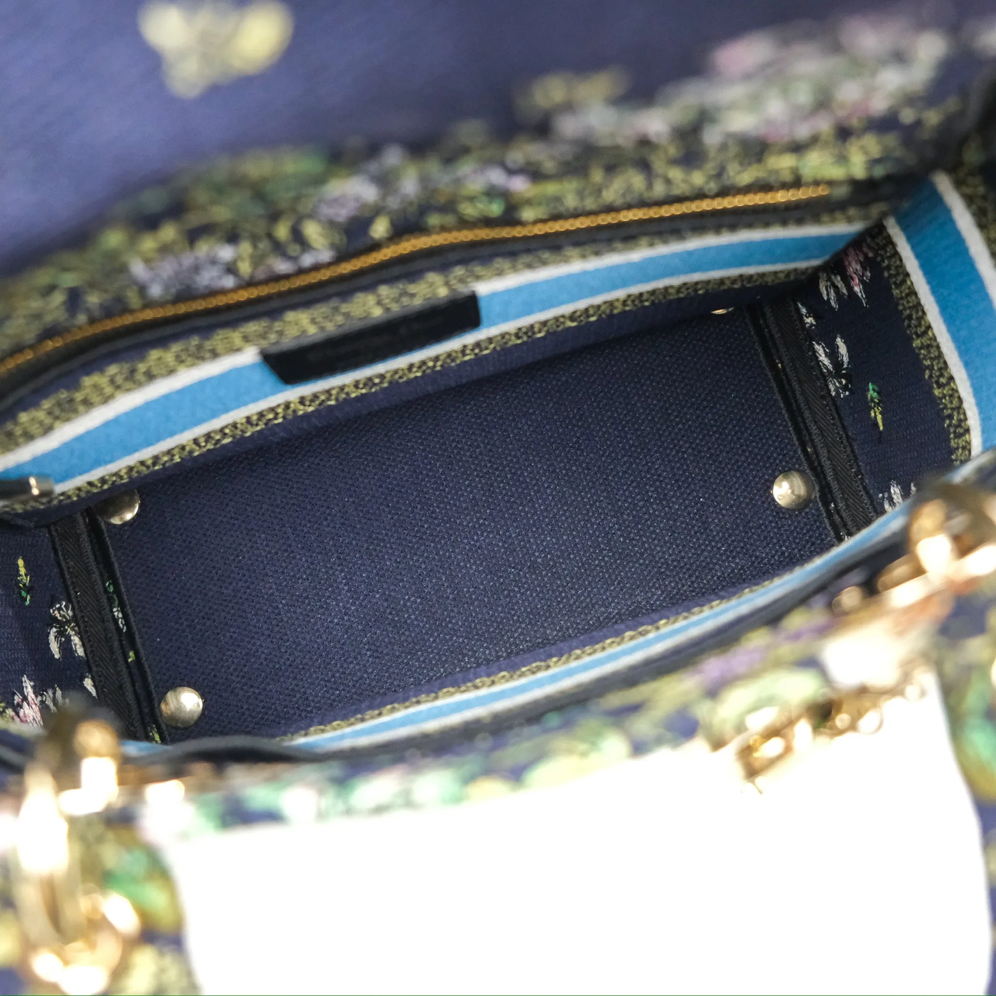 Christian Dior Medium Lady D-Lite Bag Blue Dior Multicolor Constellation Embroidered