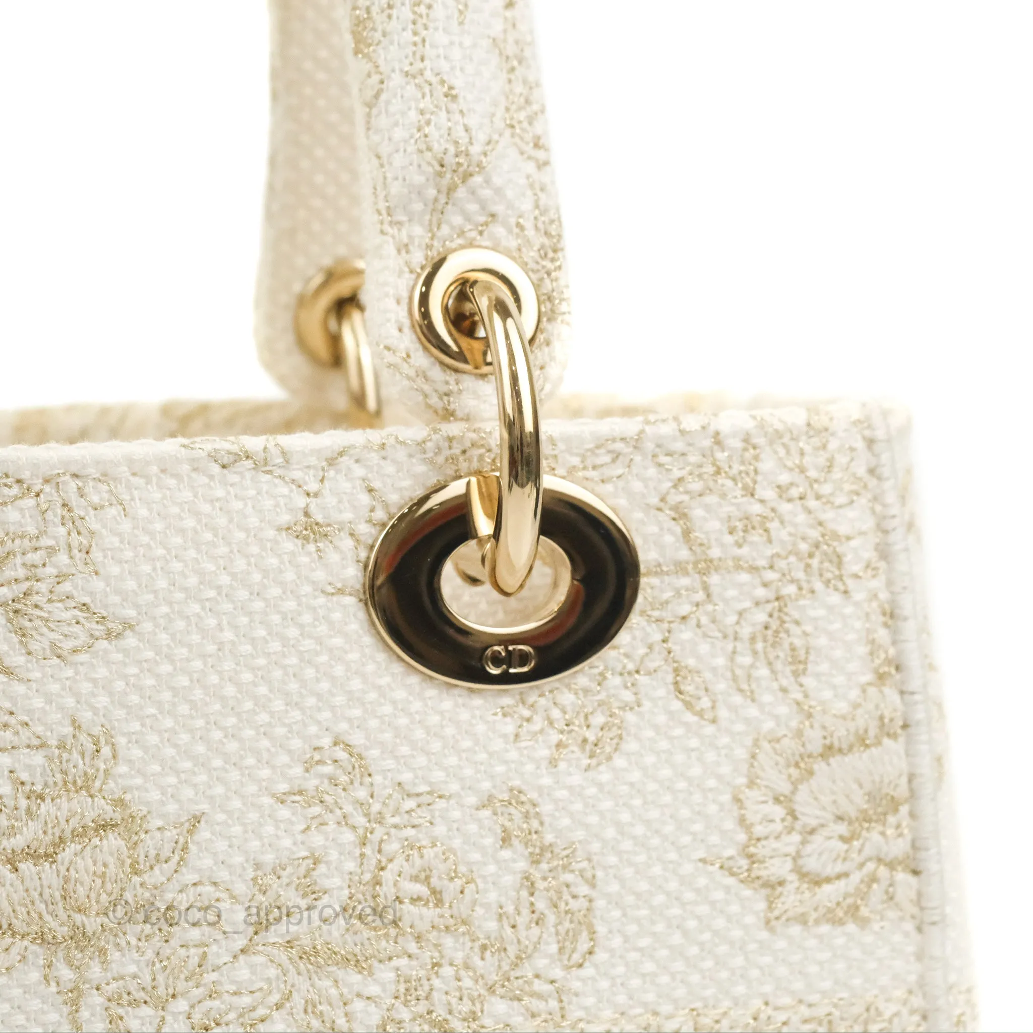 Christian Dior Medium Lady D-Lite Bag Dior Jardin d'Hiver Embroidery White