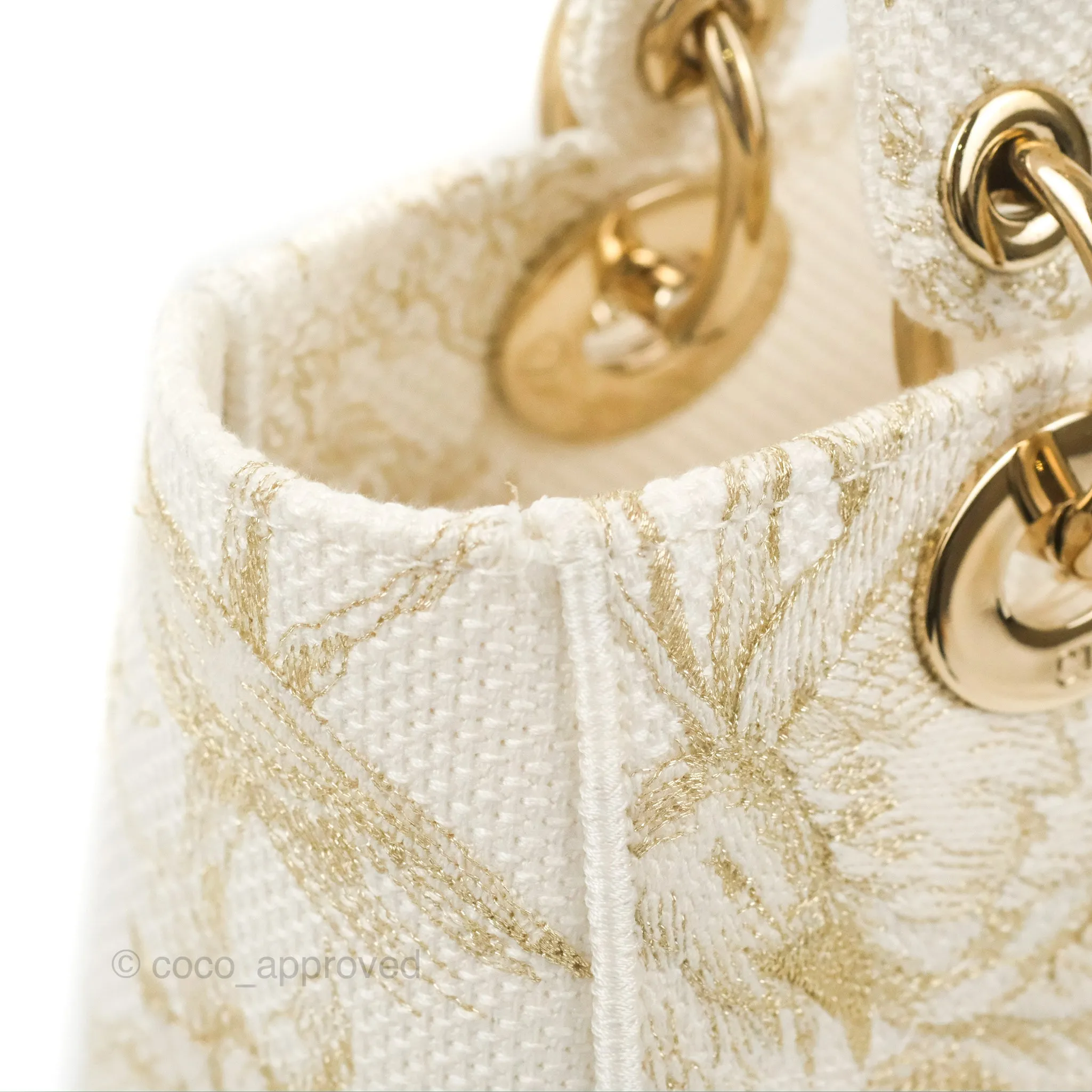 Christian Dior Medium Lady D-Lite Bag Dior Jardin d'Hiver Embroidery White