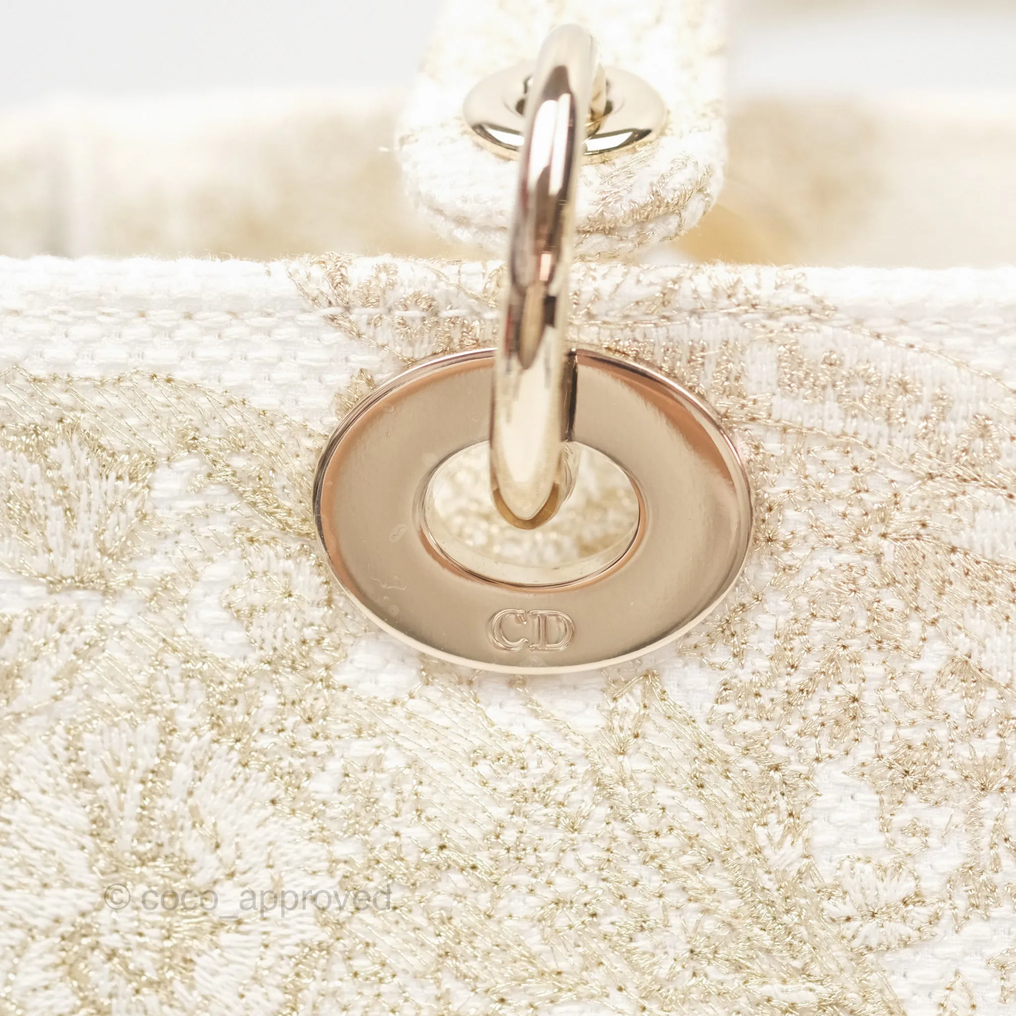 Christian Dior Medium Lady D-Lite Bag Dior Jardin d'Hiver Embroidery White
