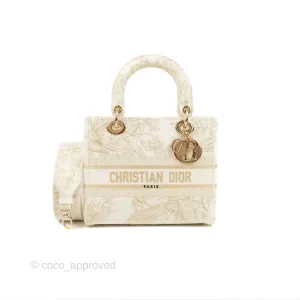 Christian Dior Medium Lady D-Lite Bag Dior Jardin d'Hiver Embroidery White