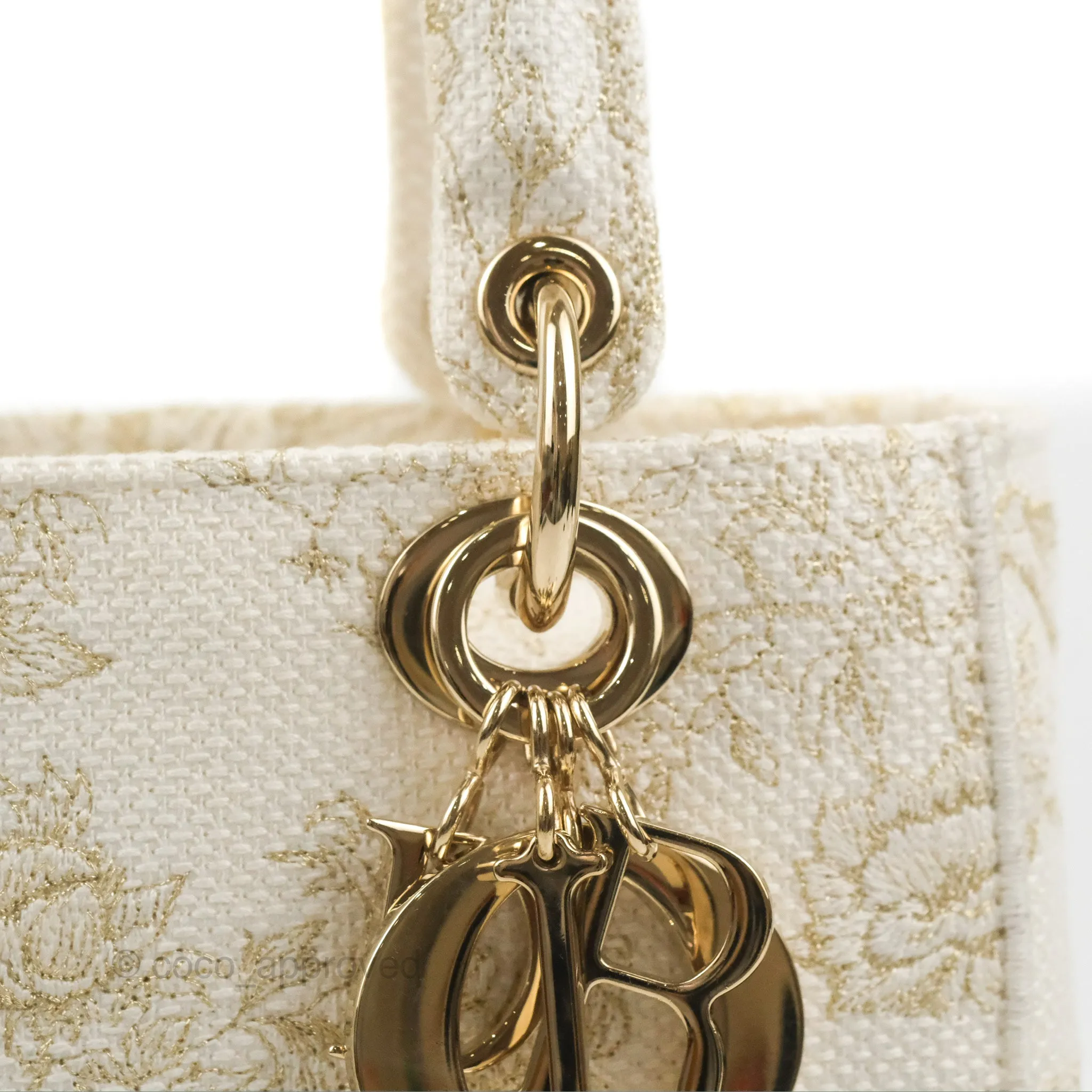 Christian Dior Medium Lady D-Lite Bag Dior Jardin d'Hiver Embroidery White