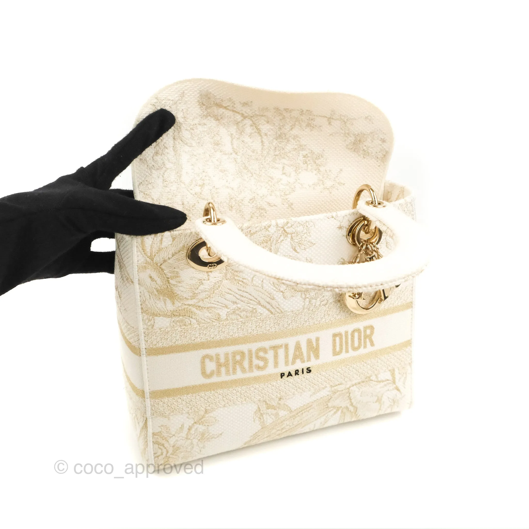 Christian Dior Medium Lady D-Lite Bag Dior Jardin d'Hiver Embroidery White