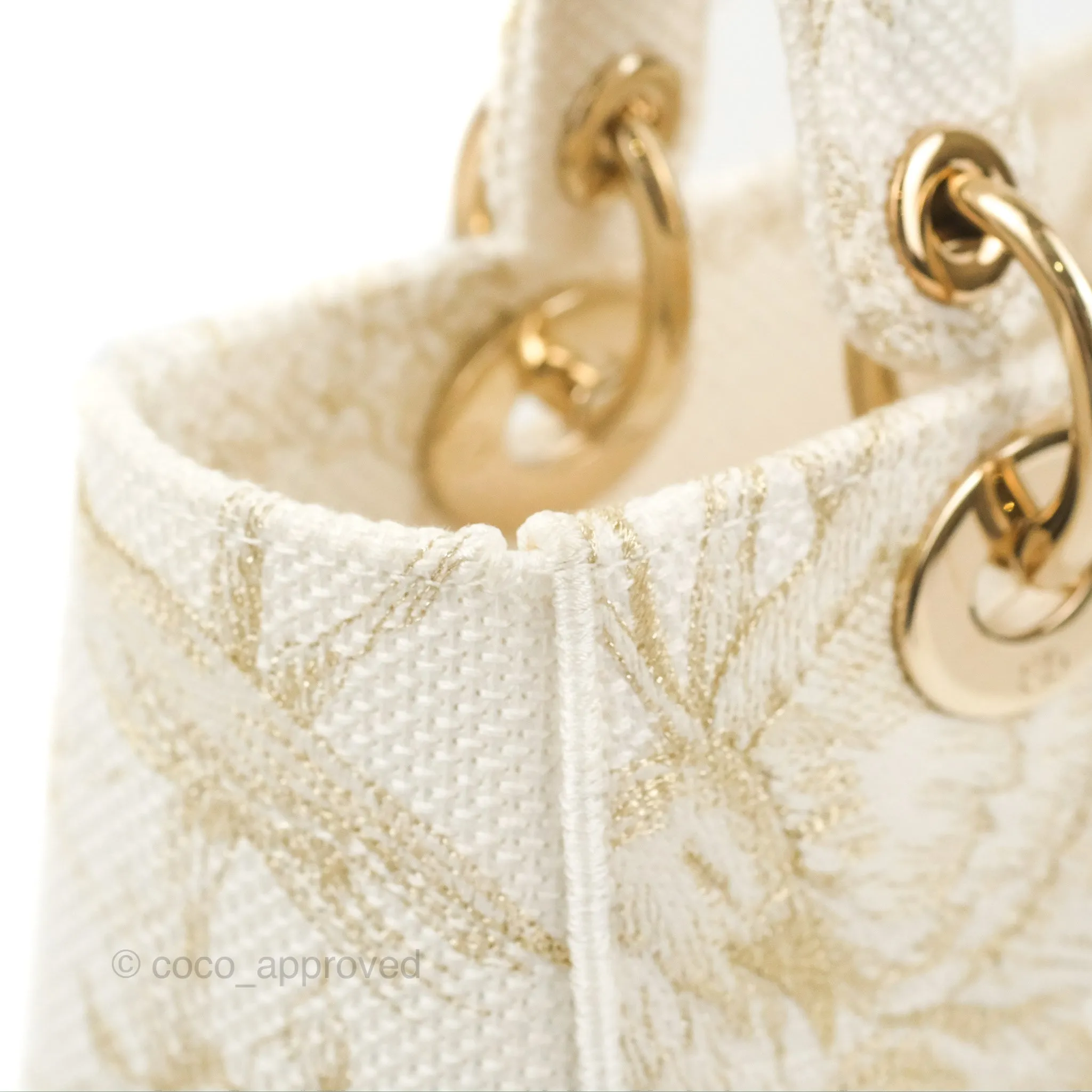 Christian Dior Medium Lady D-Lite Bag Dior Jardin d'Hiver Embroidery White