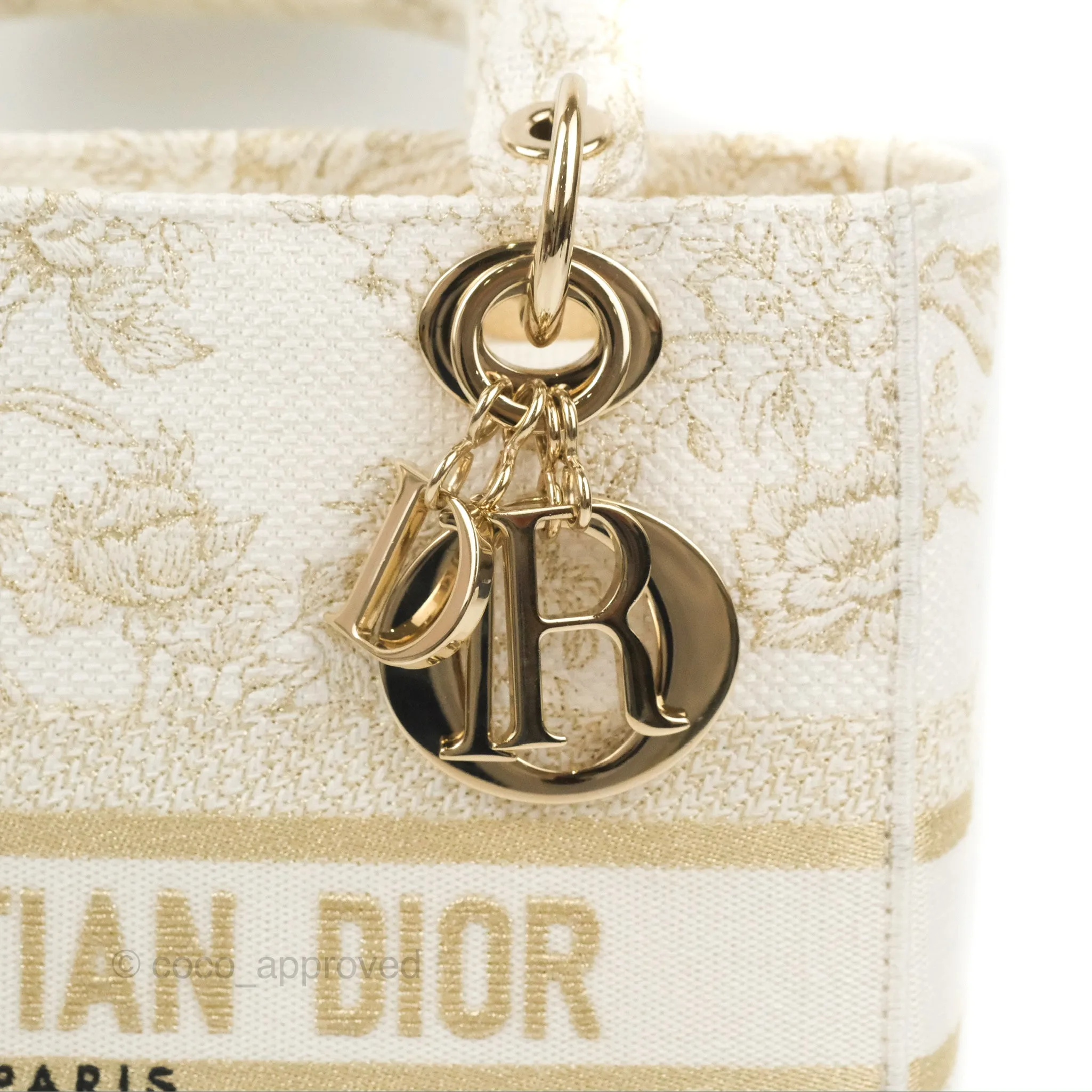 Christian Dior Medium Lady D-Lite Bag Dior Jardin d'Hiver Embroidery White