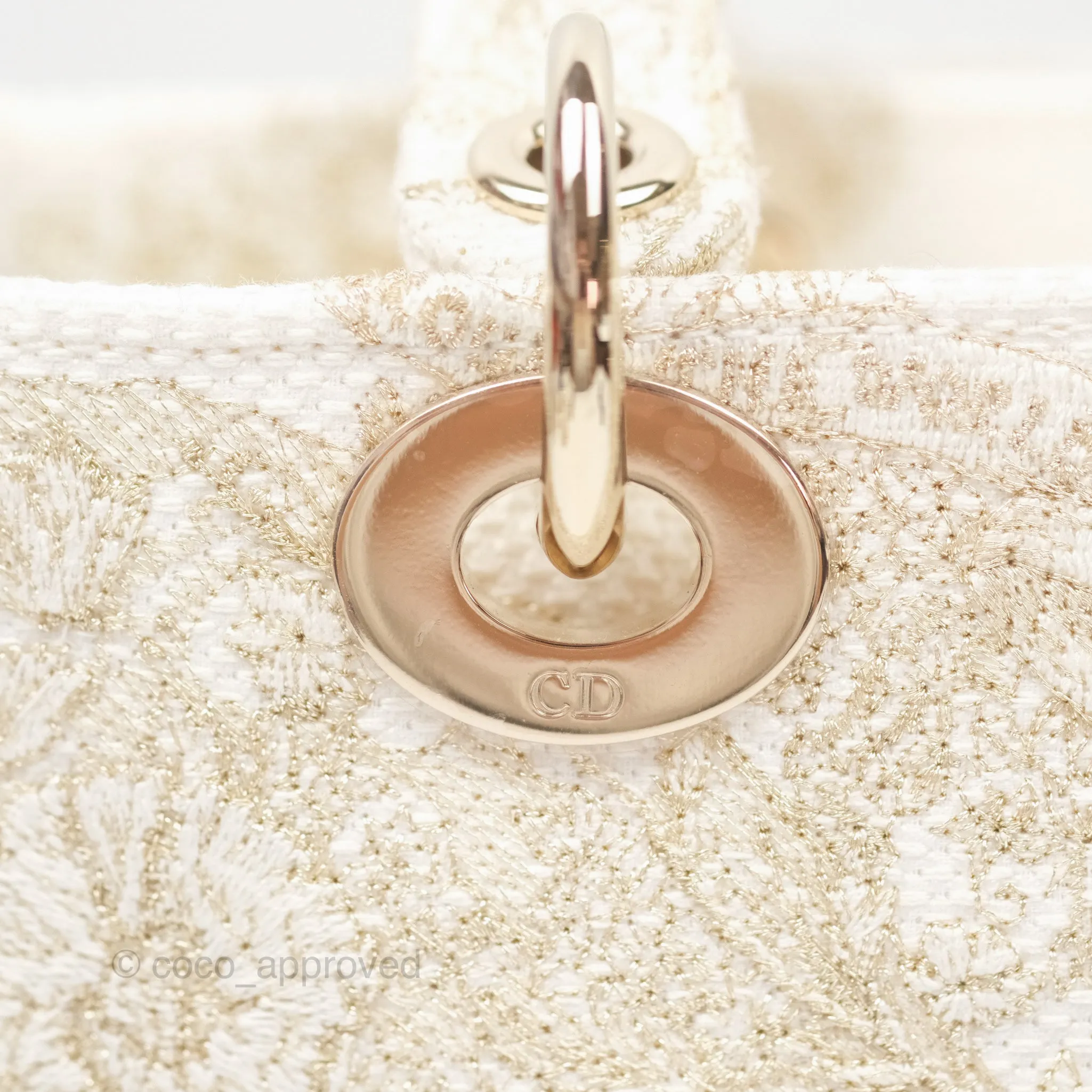 Christian Dior Medium Lady D-Lite Bag Dior Jardin d'Hiver Embroidery White