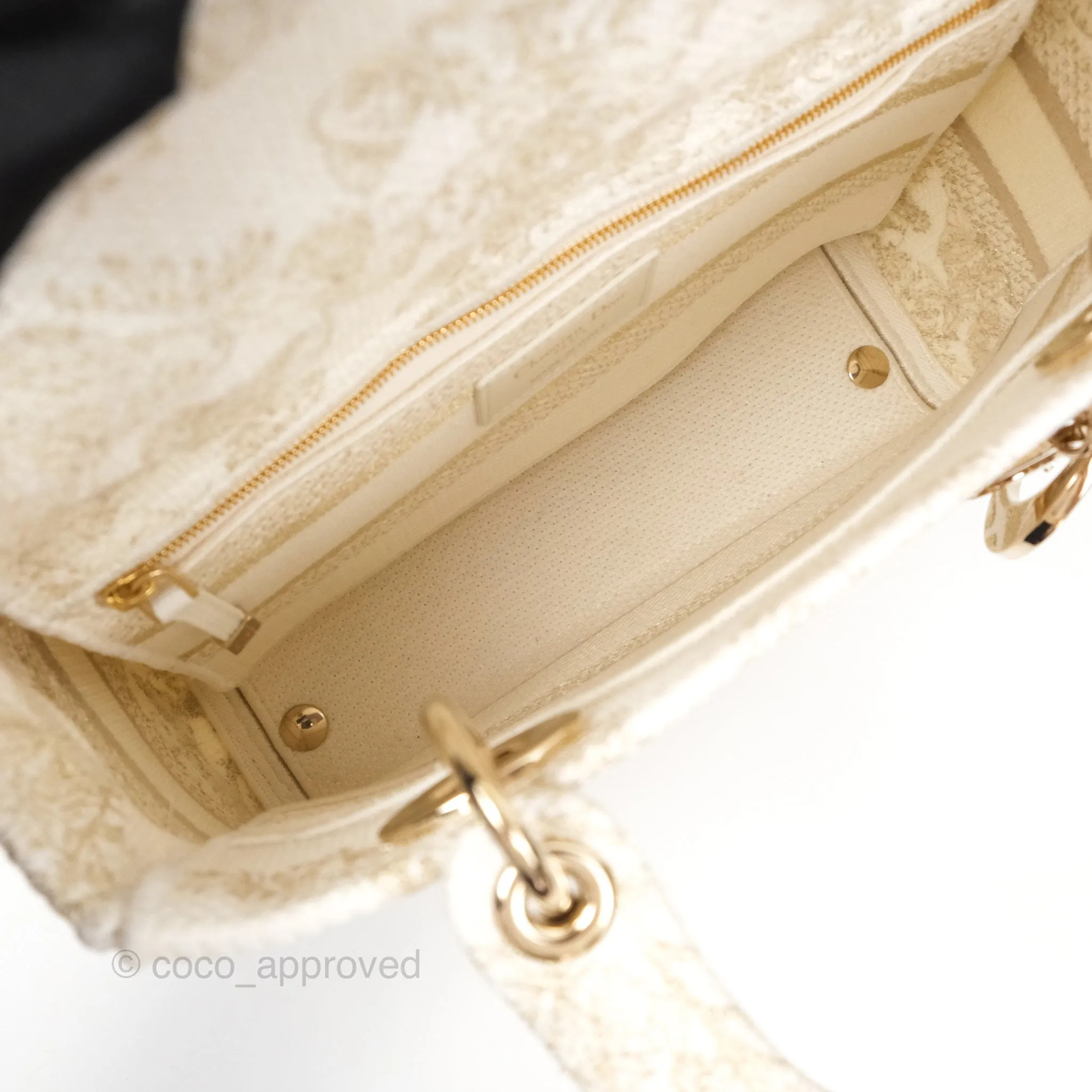 Christian Dior Medium Lady D-Lite Bag Dior Jardin d'Hiver Embroidery White