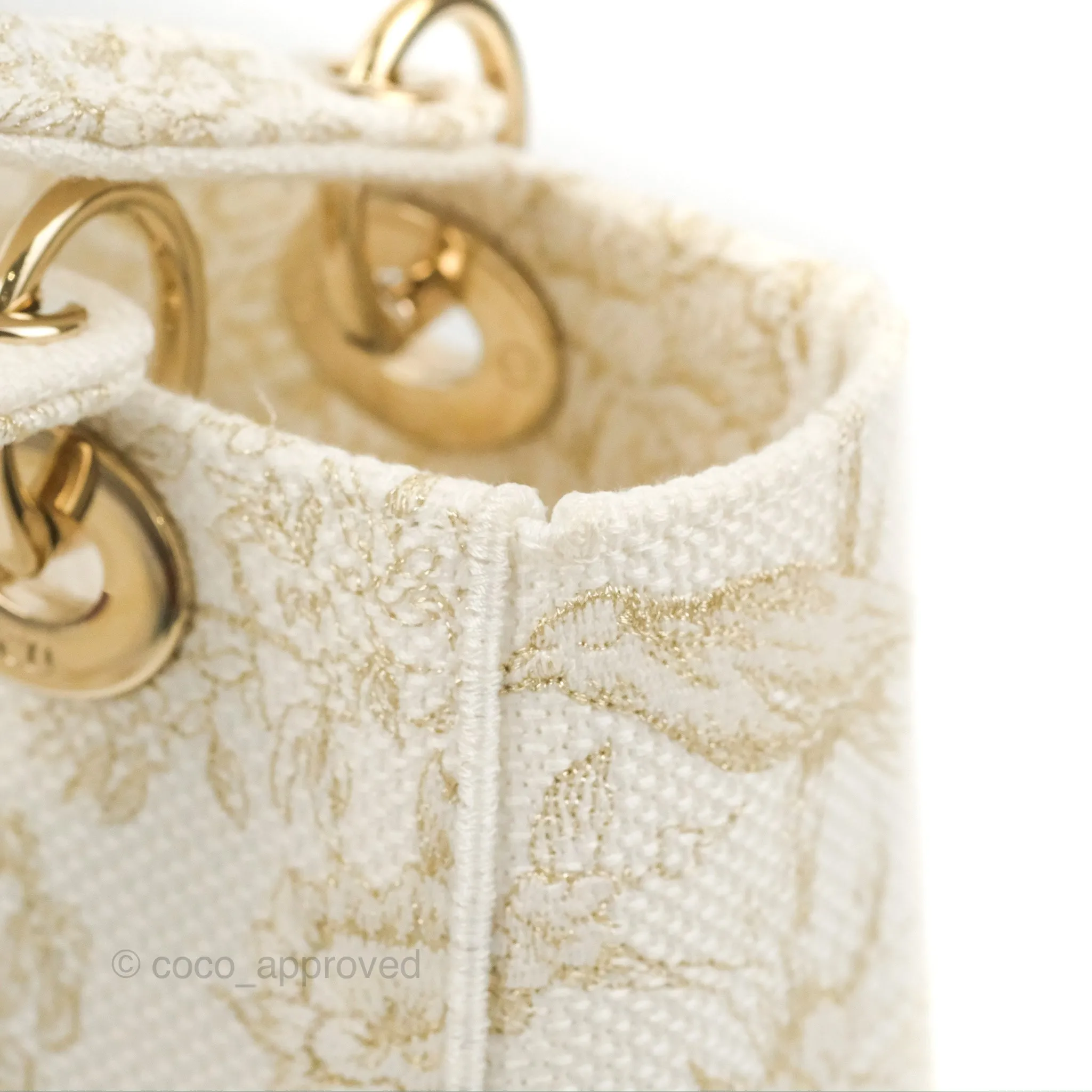 Christian Dior Medium Lady D-Lite Bag Dior Jardin d'Hiver Embroidery White
