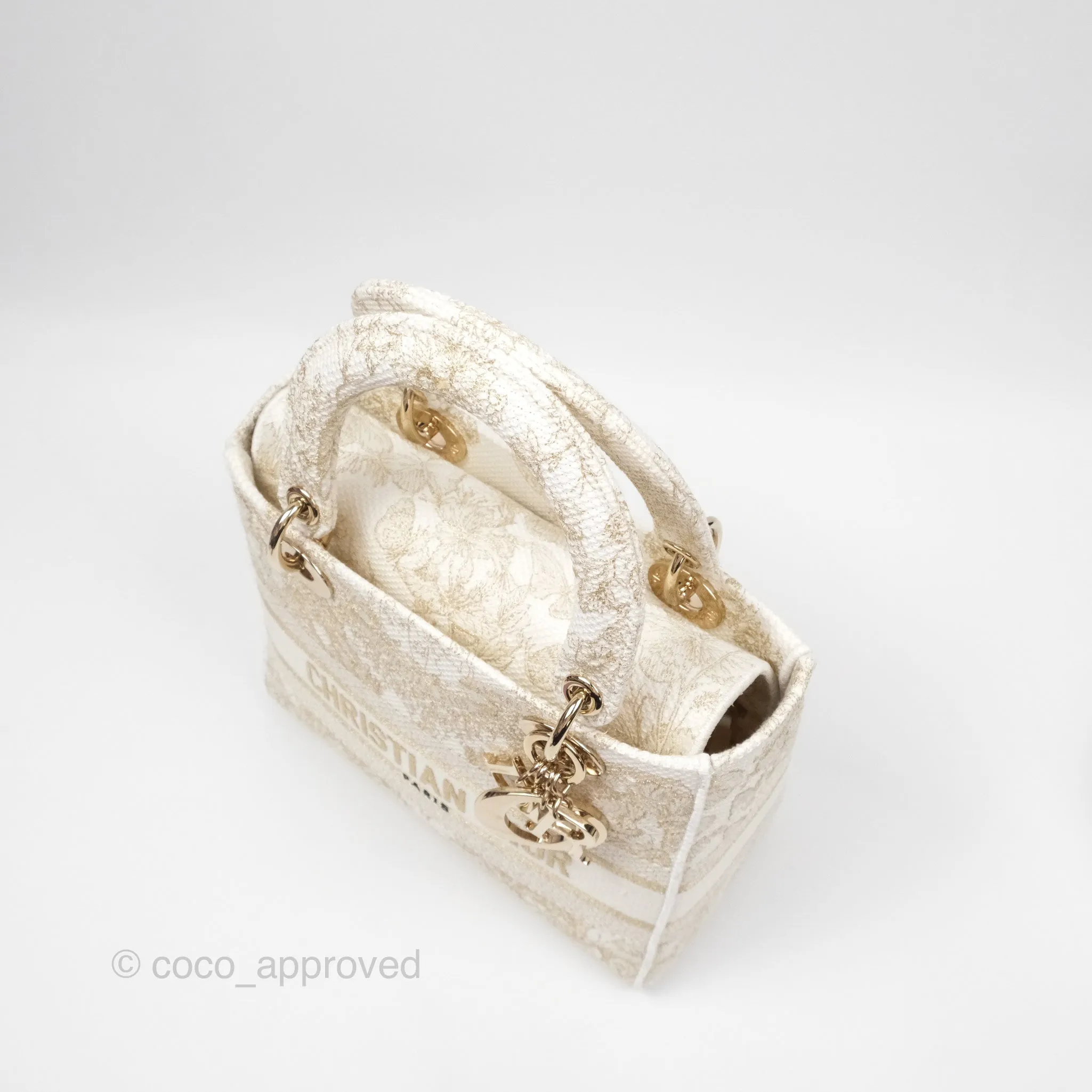 Christian Dior Medium Lady D-Lite Bag Dior Jardin d'Hiver Embroidery White