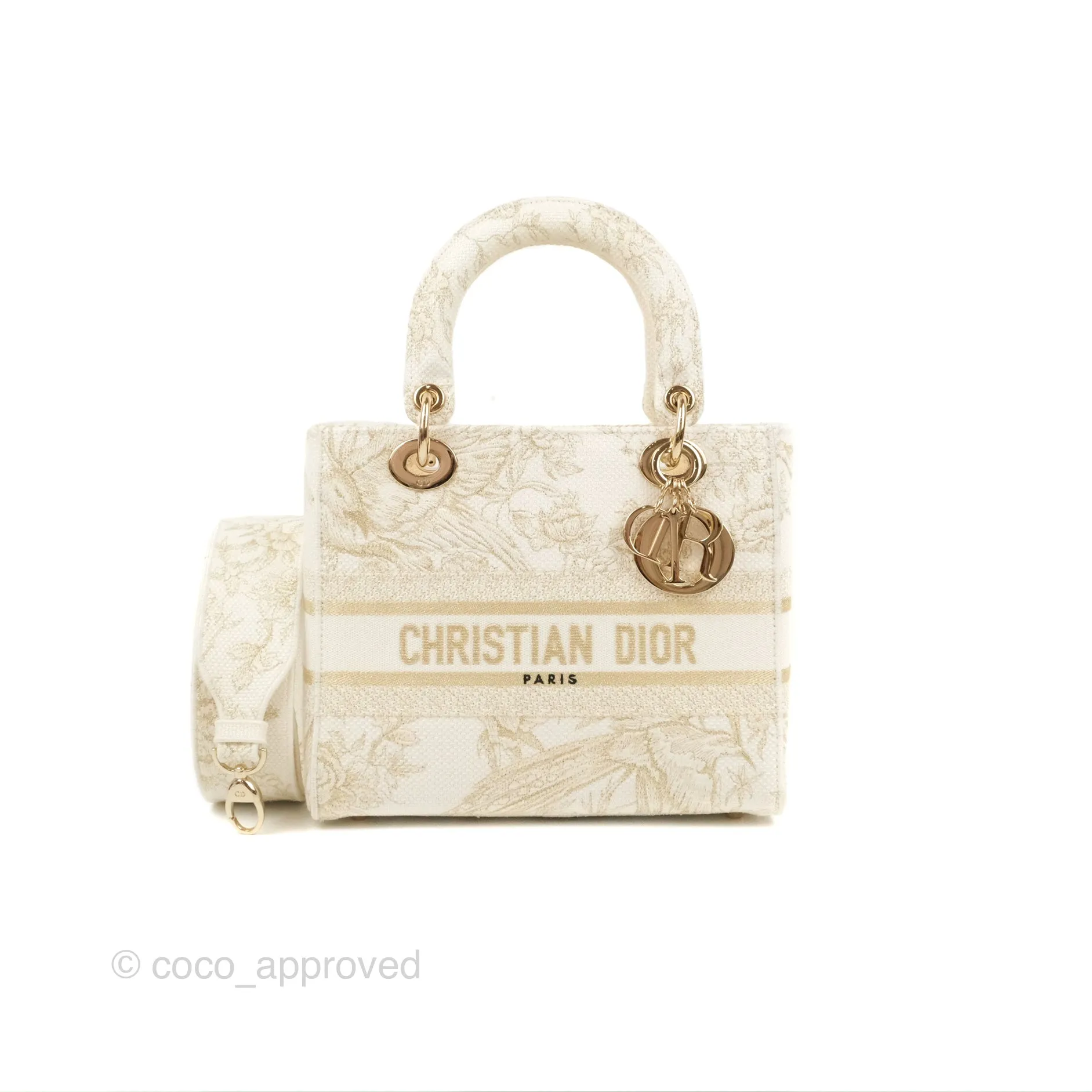 Christian Dior Medium Lady D-Lite Bag Dior Jardin d'Hiver Embroidery White