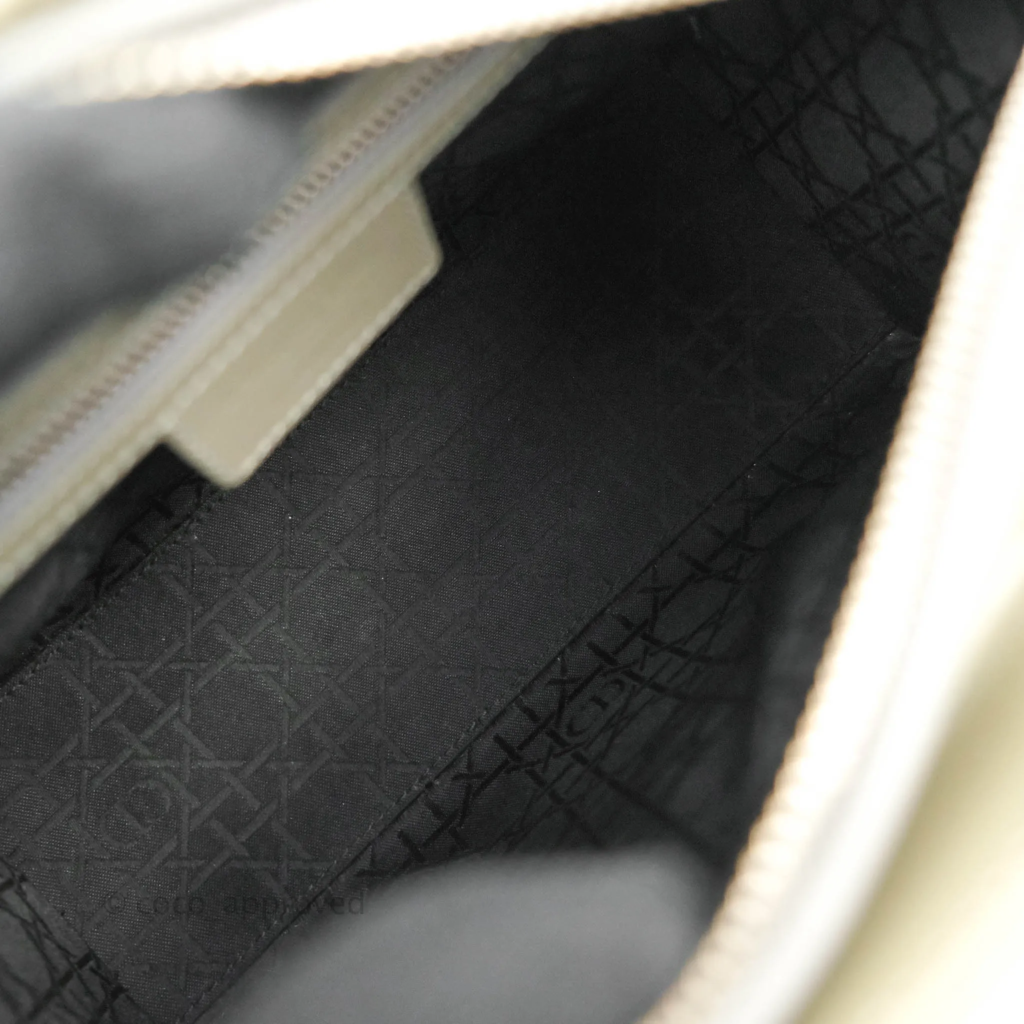 Christian Dior Medium Lady Dior Light Olive Patent Leather Silver Hardware