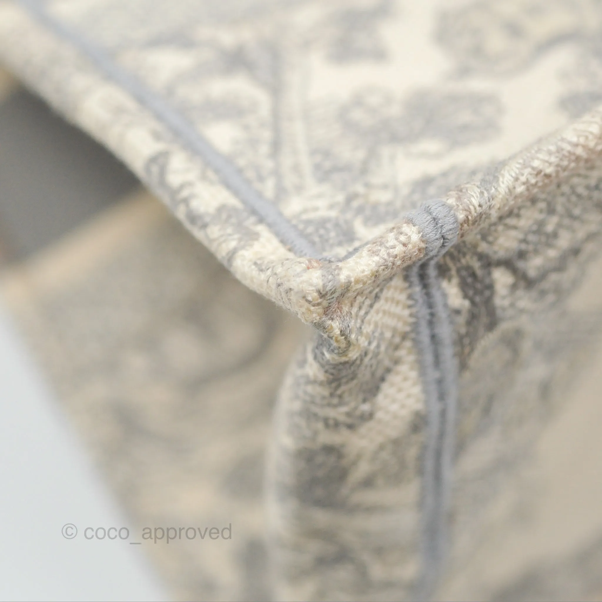 Christian Dior Medium (Old Small) Book Tote Embroidered Toile De Jouy Light Grey Canvas
