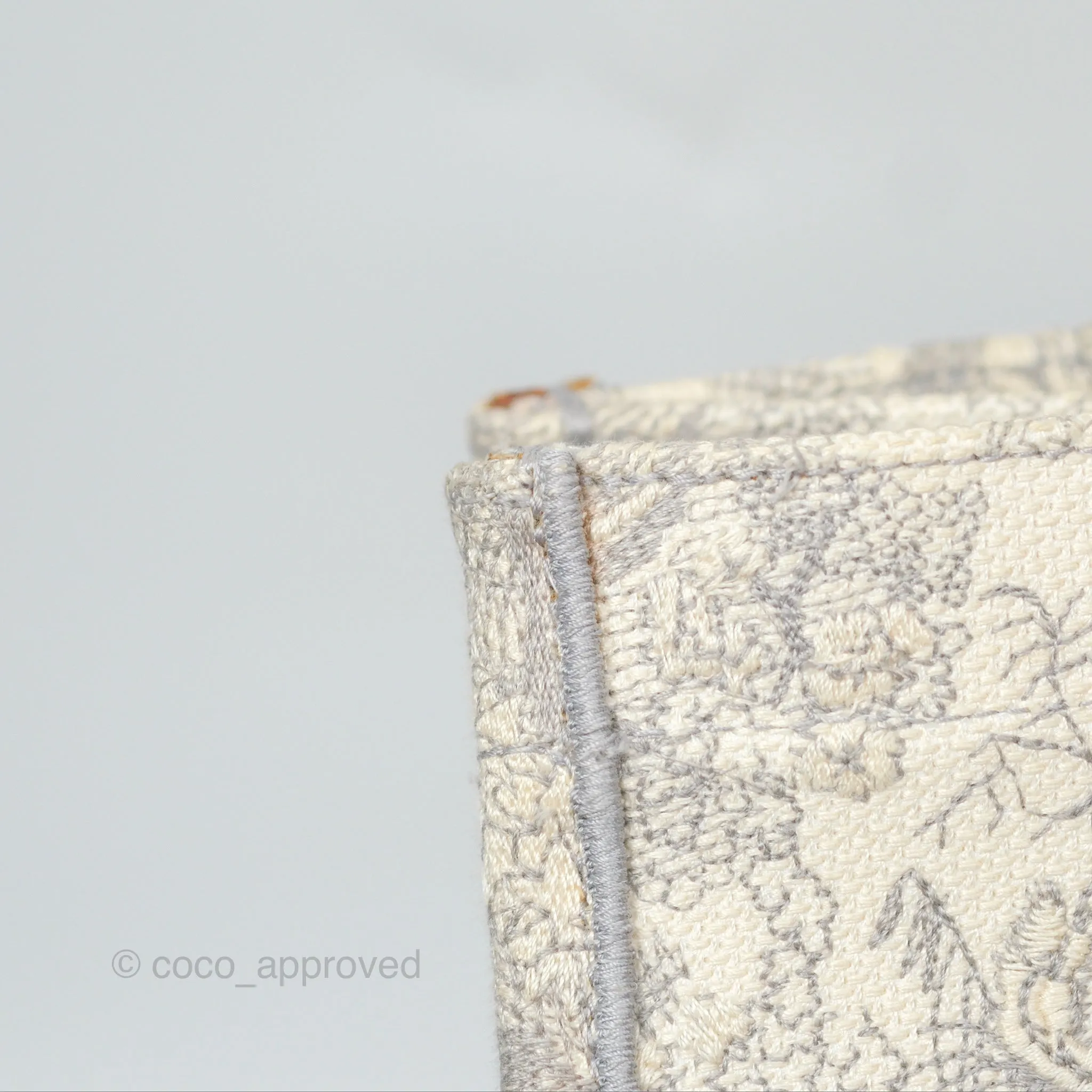 Christian Dior Medium (Old Small) Book Tote Embroidered Toile De Jouy Light Grey Canvas