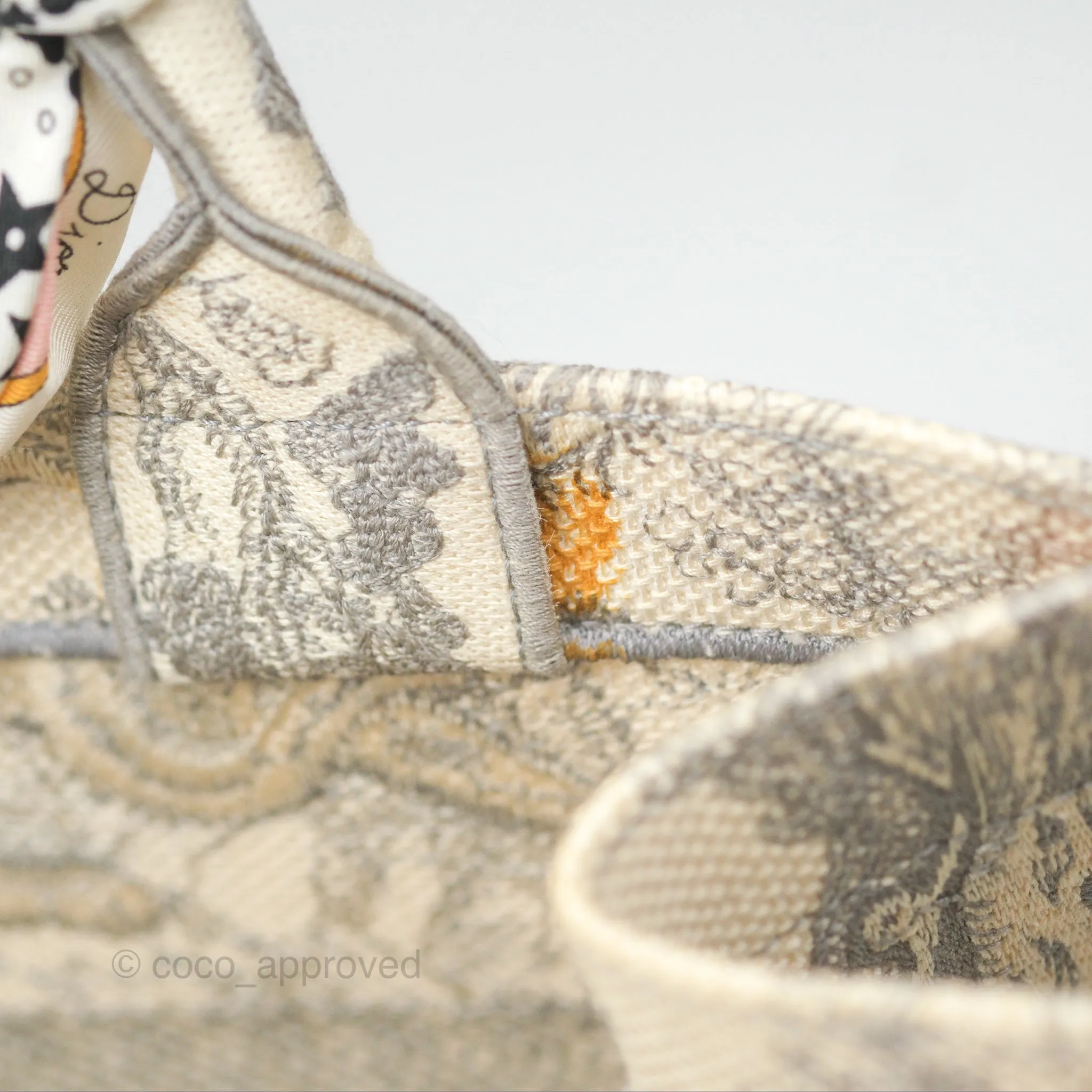 Christian Dior Medium (Old Small) Book Tote Embroidered Toile De Jouy Light Grey Canvas