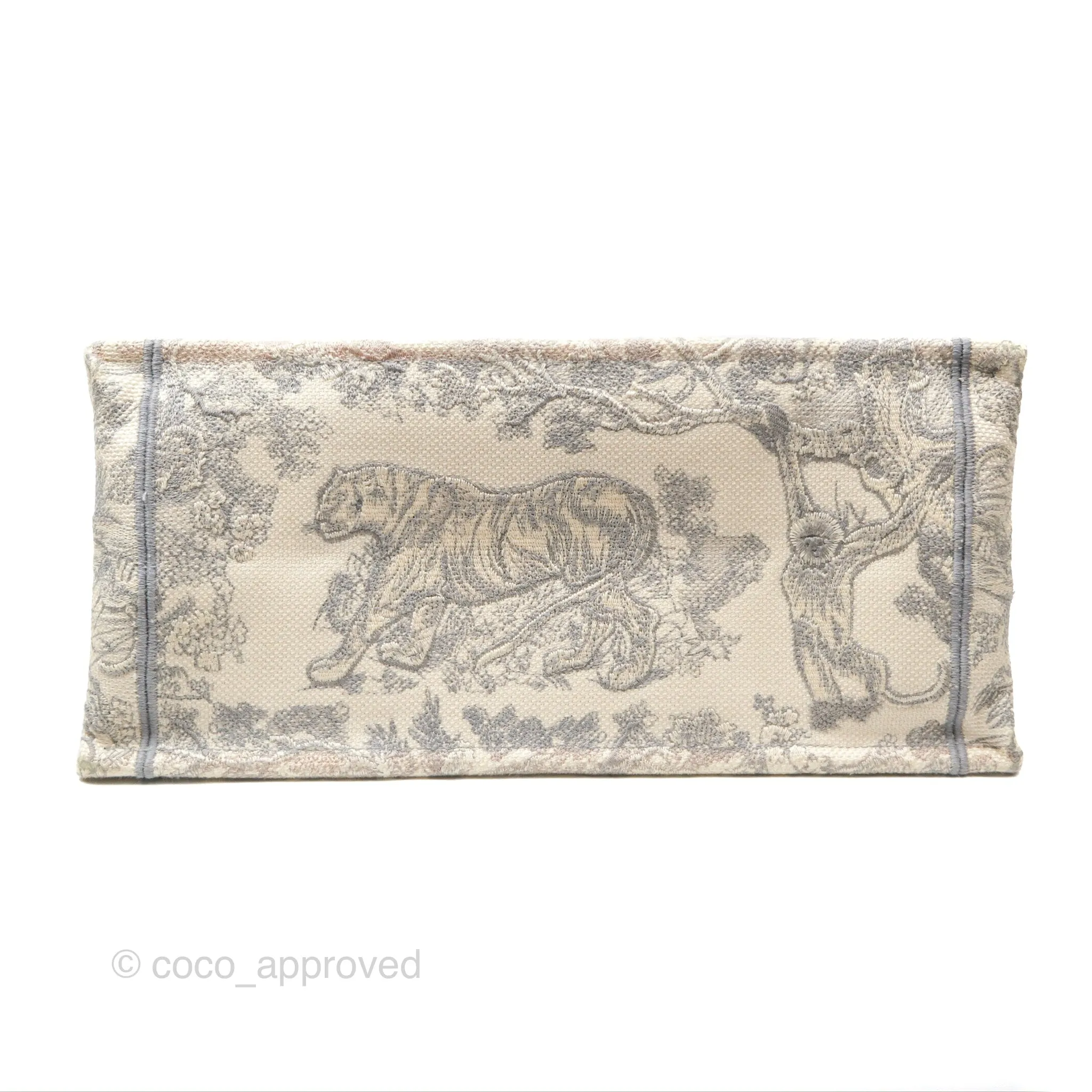 Christian Dior Medium (Old Small) Book Tote Embroidered Toile De Jouy Light Grey Canvas