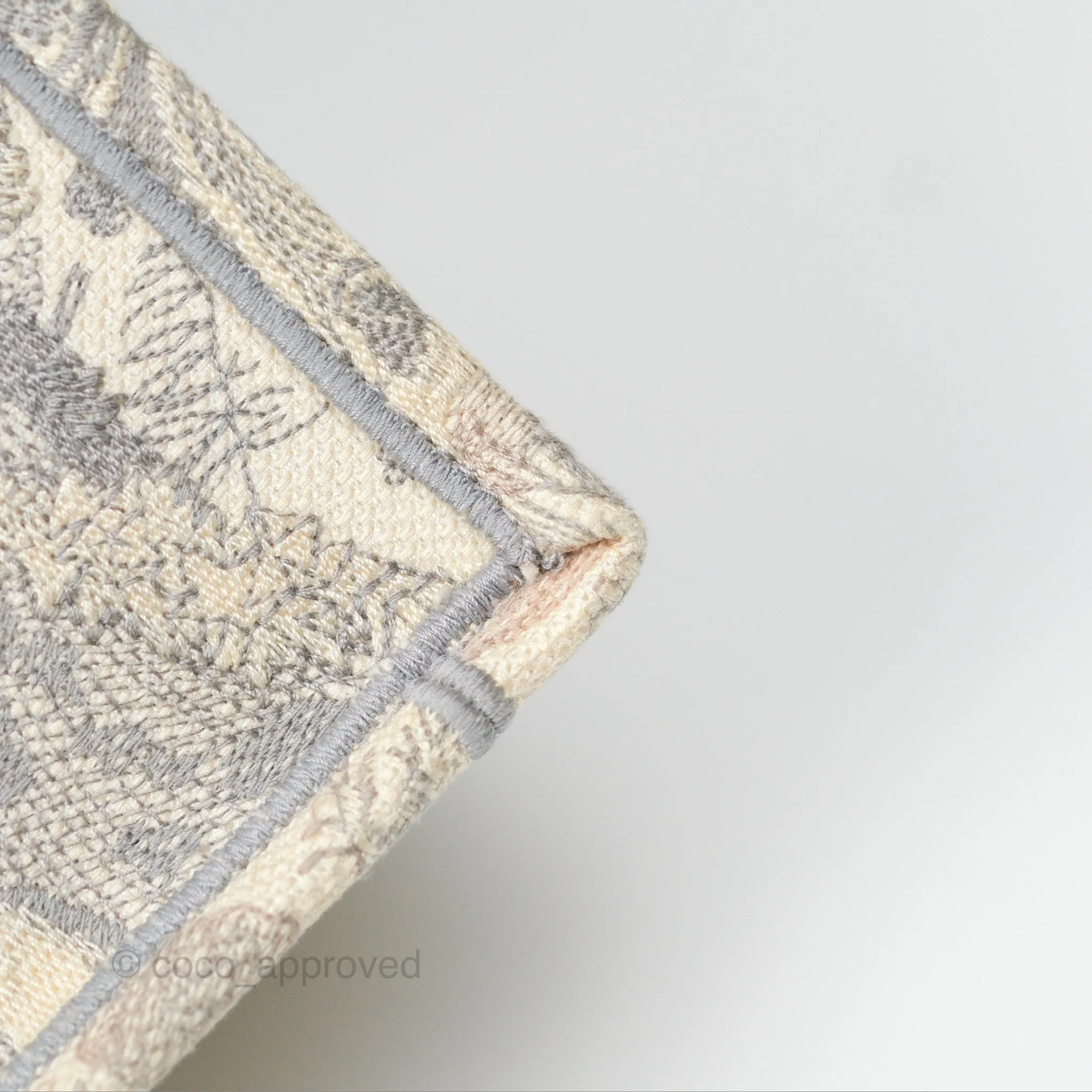 Christian Dior Medium (Old Small) Book Tote Embroidered Toile De Jouy Light Grey Canvas