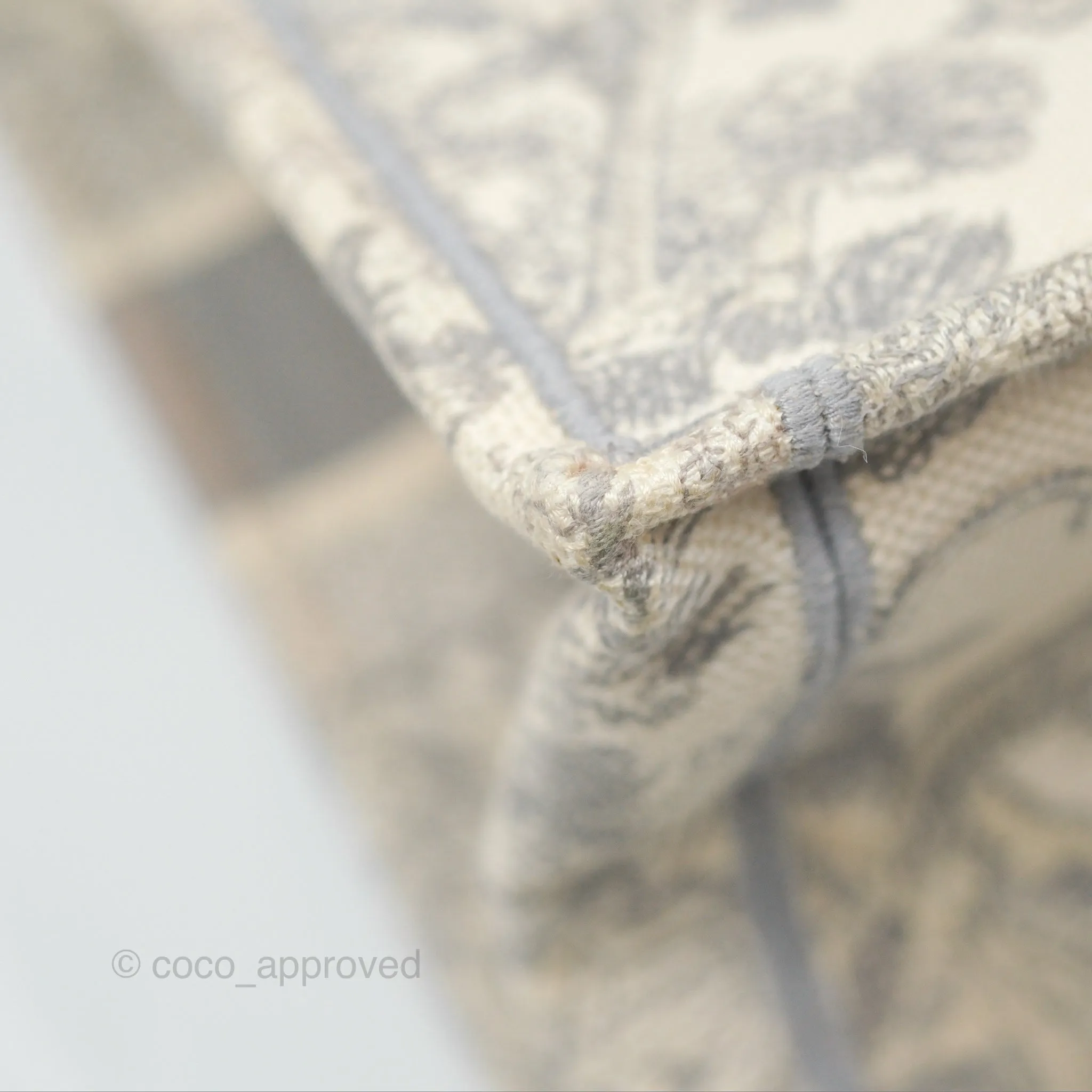 Christian Dior Medium (Old Small) Book Tote Embroidered Toile De Jouy Light Grey Canvas