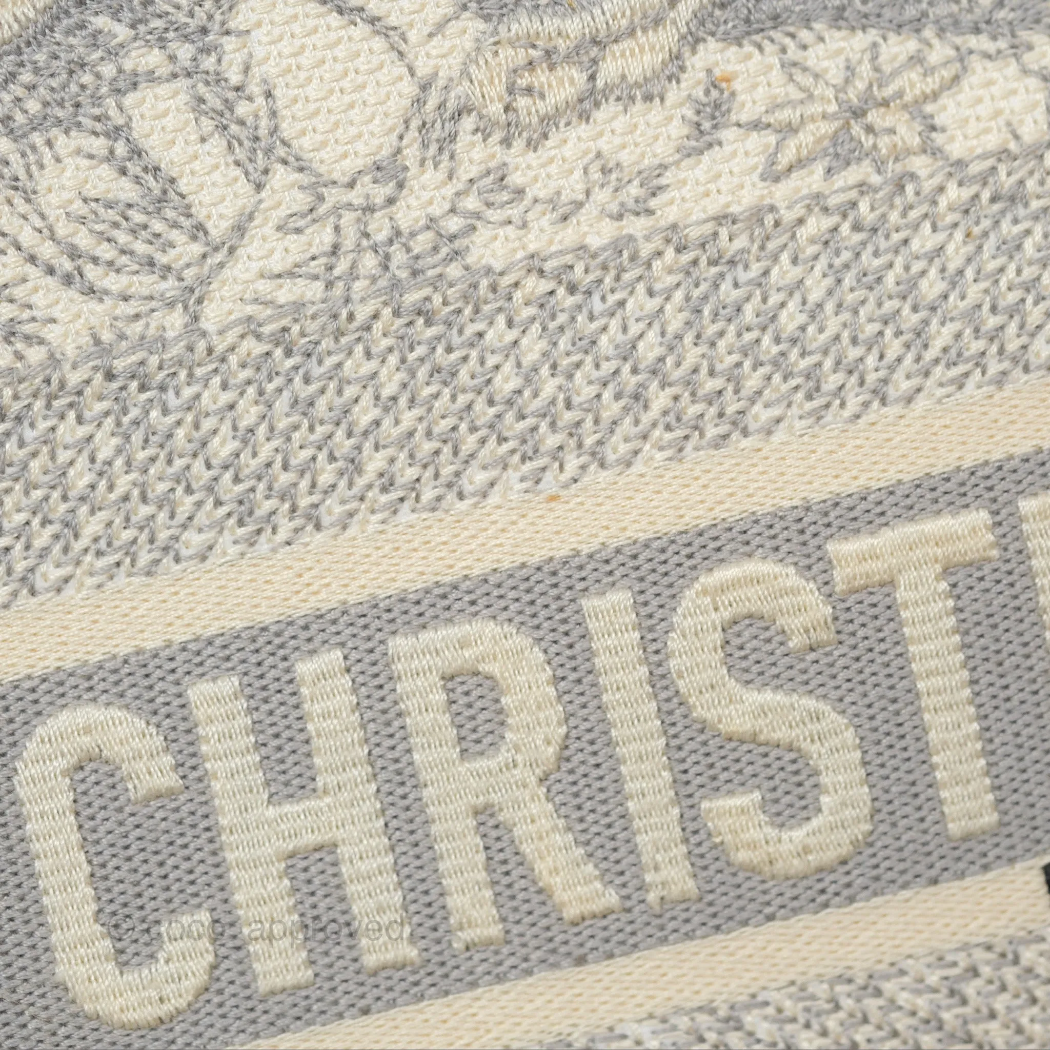 Christian Dior Medium (Old Small) Book Tote Embroidered Toile De Jouy Light Grey Canvas