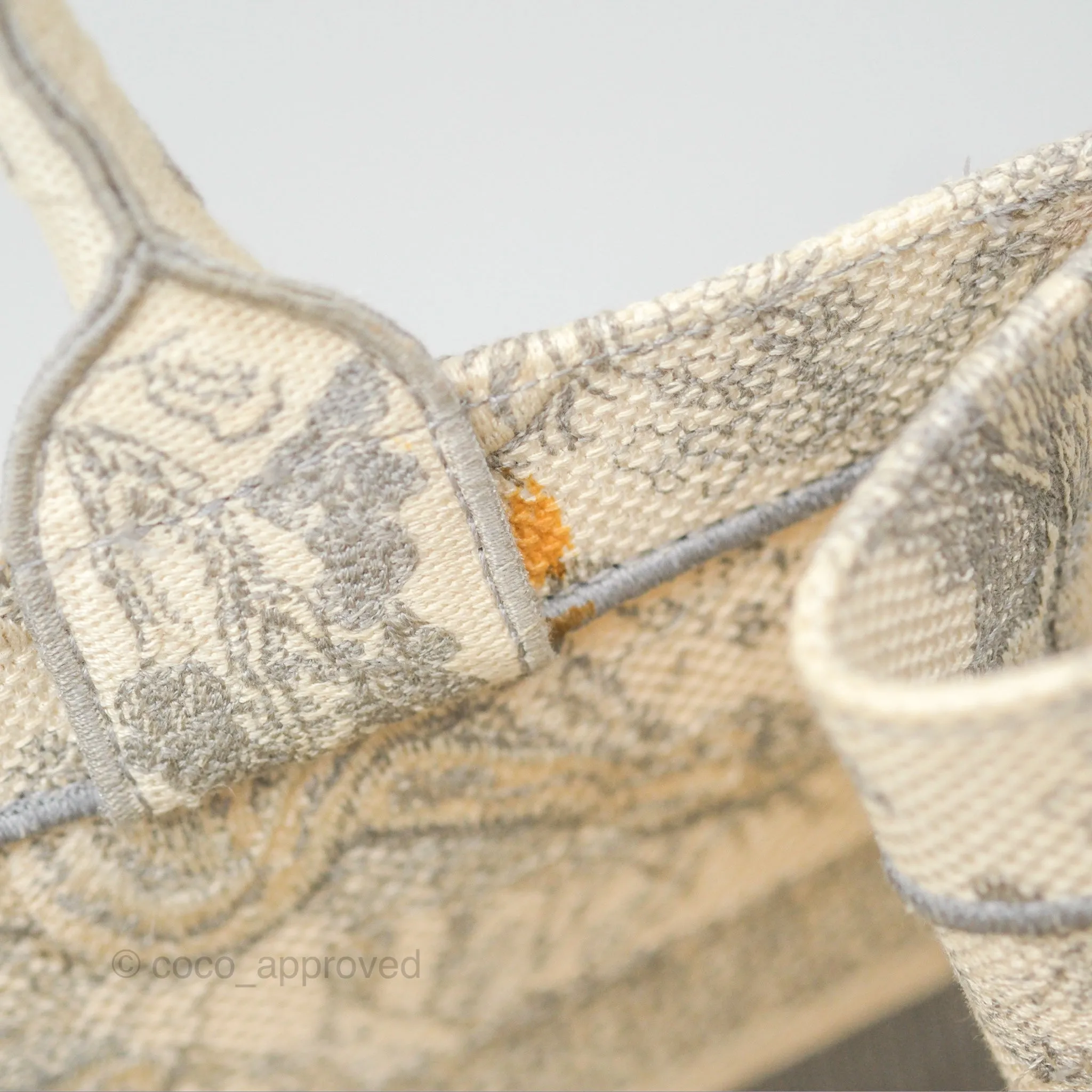Christian Dior Medium (Old Small) Book Tote Embroidered Toile De Jouy Light Grey Canvas