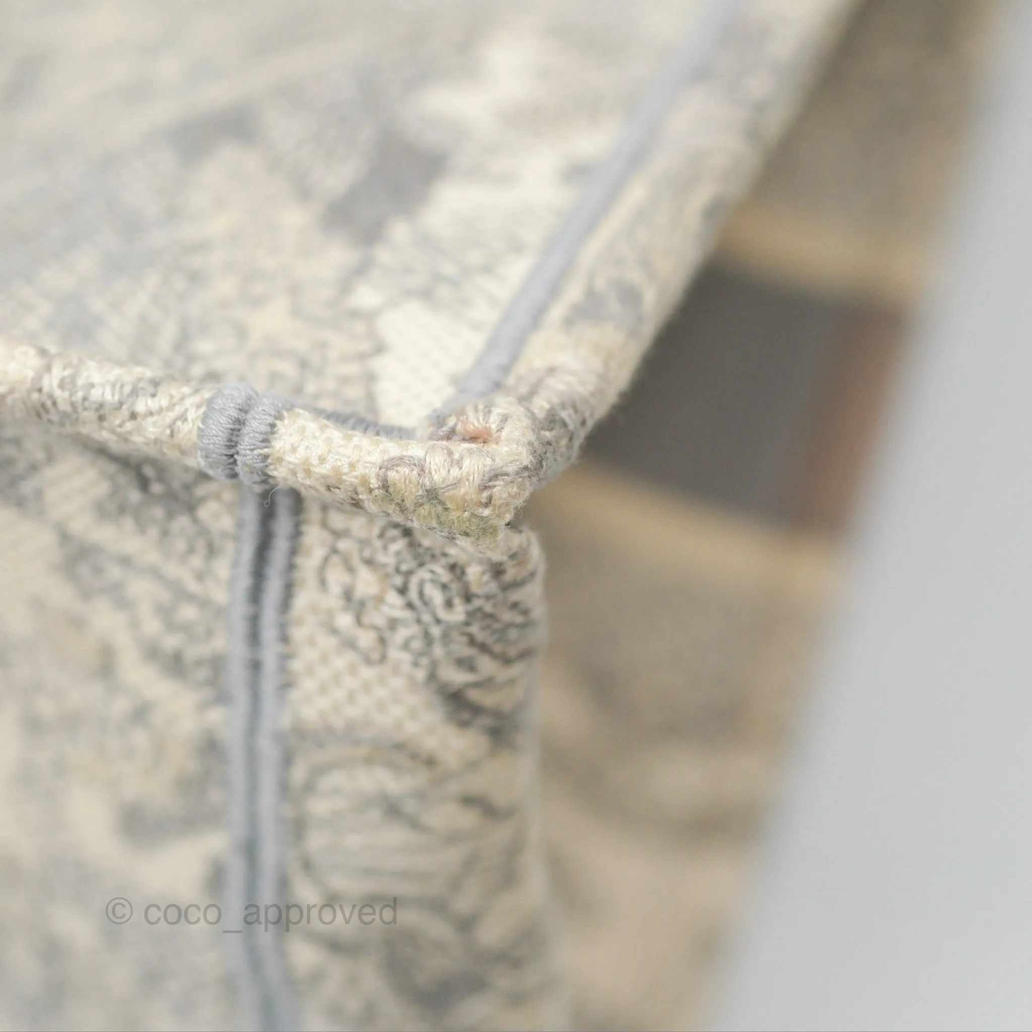 Christian Dior Medium (Old Small) Book Tote Embroidered Toile De Jouy Light Grey Canvas