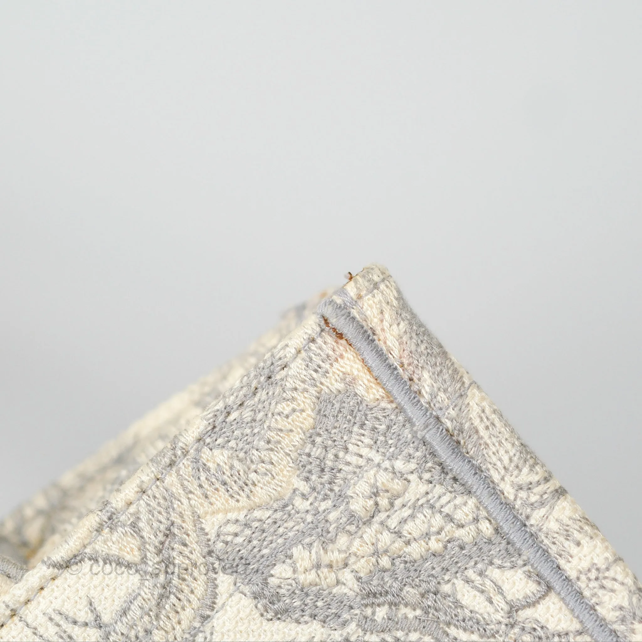 Christian Dior Medium (Old Small) Book Tote Embroidered Toile De Jouy Light Grey Canvas