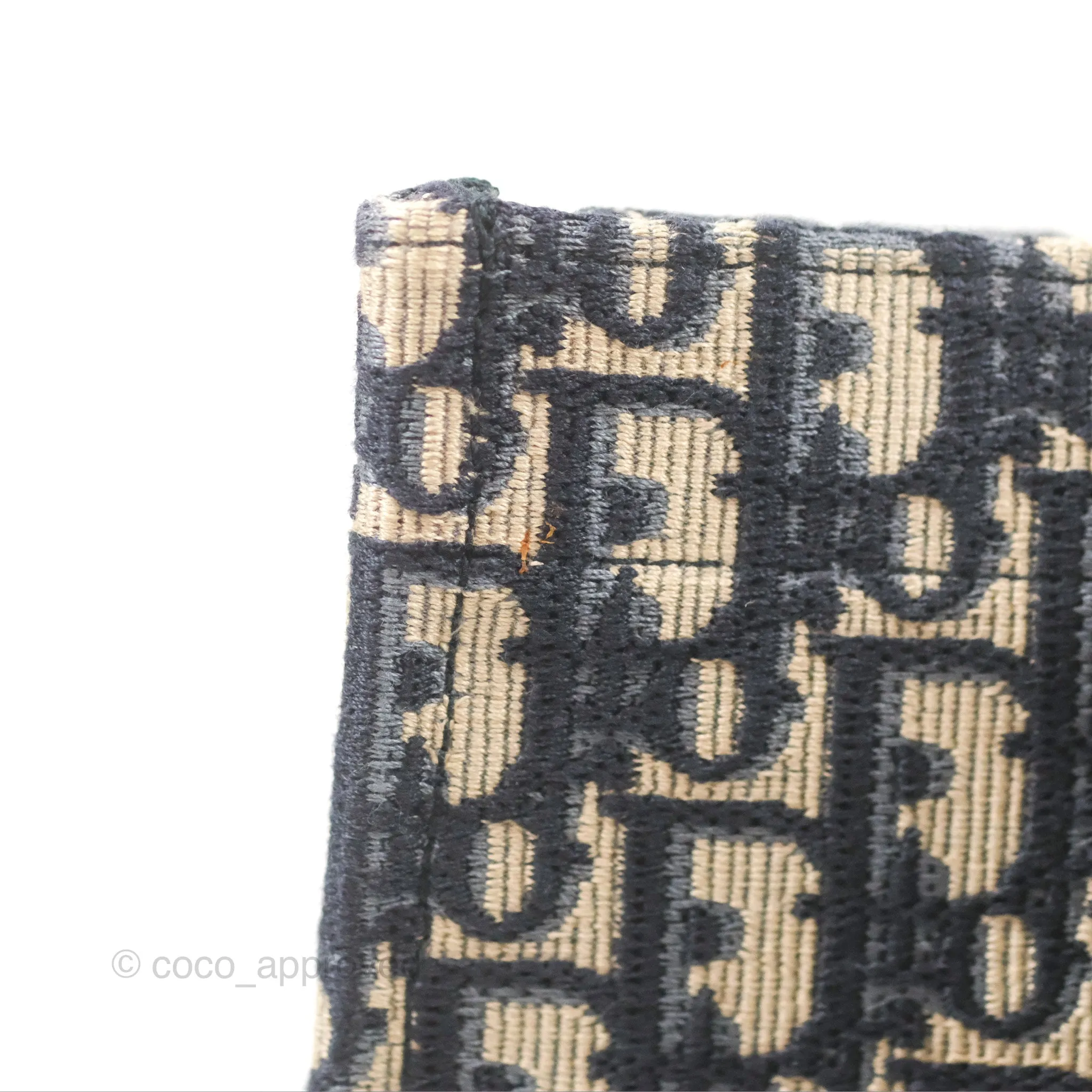 Christian Dior Medium (Old Small) Dior Navy Oblique Embroidery Canvas Book Tote