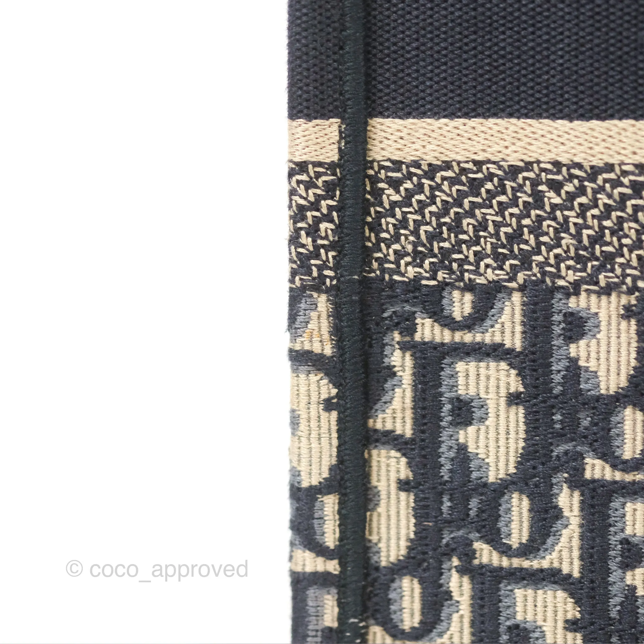 Christian Dior Medium (Old Small) Dior Navy Oblique Embroidery Canvas Book Tote