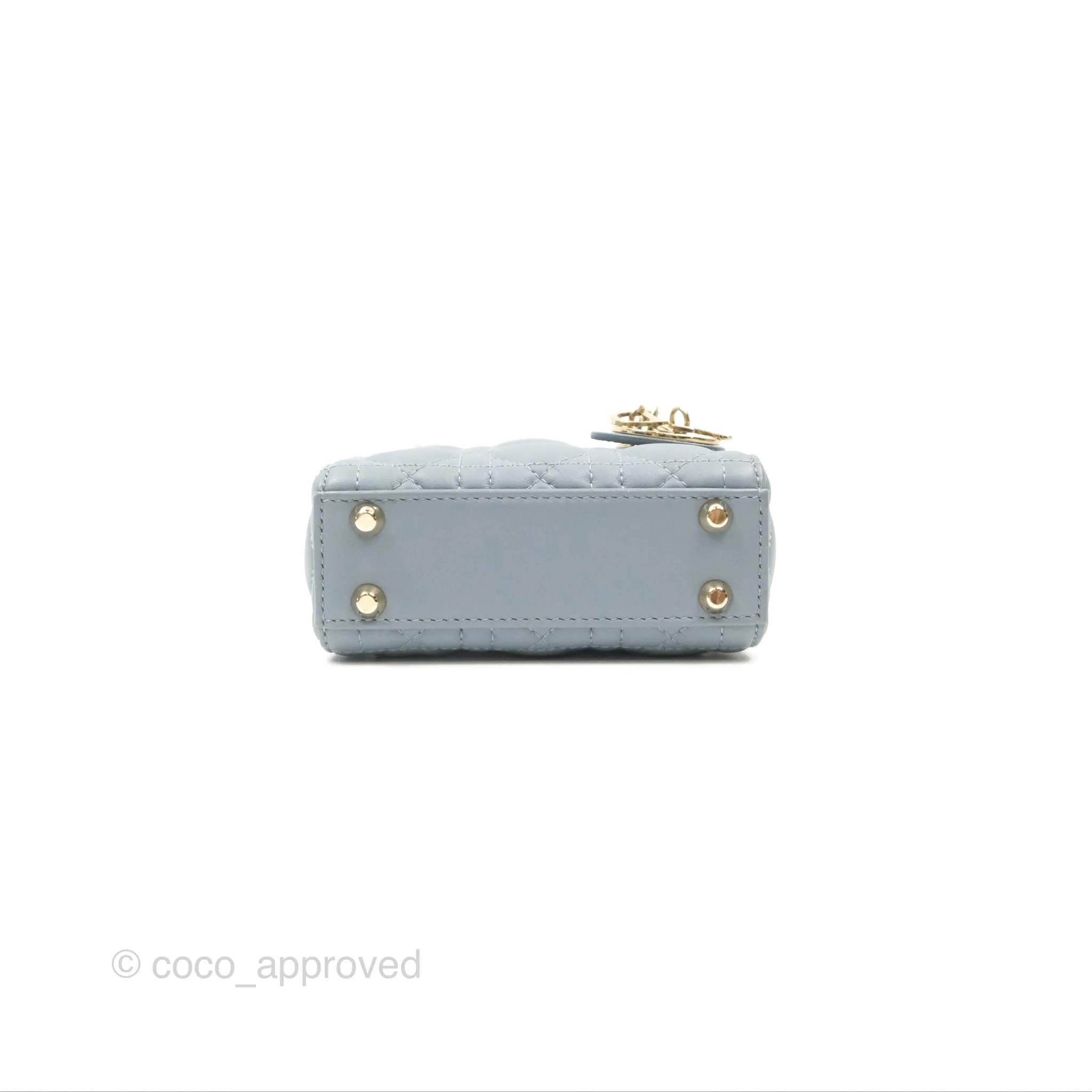 Christian Dior Micro Lady Dior Cannage Blue Grey Lambskin Gold Hardware