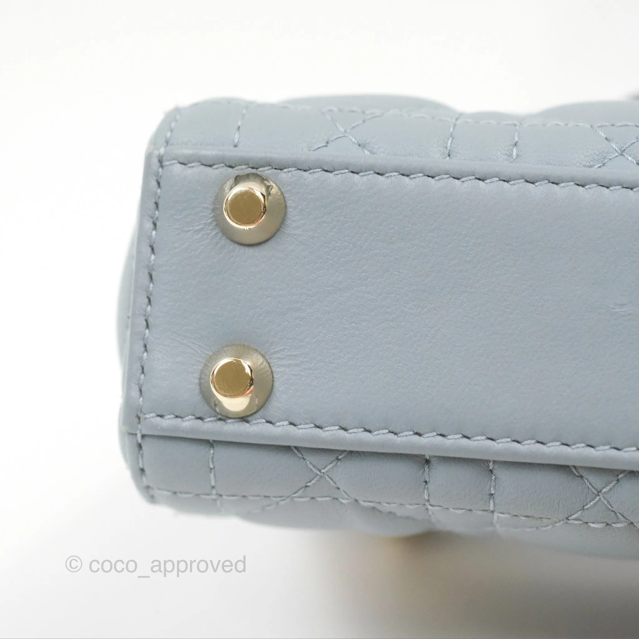 Christian Dior Micro Lady Dior Cannage Blue Grey Lambskin Gold Hardware