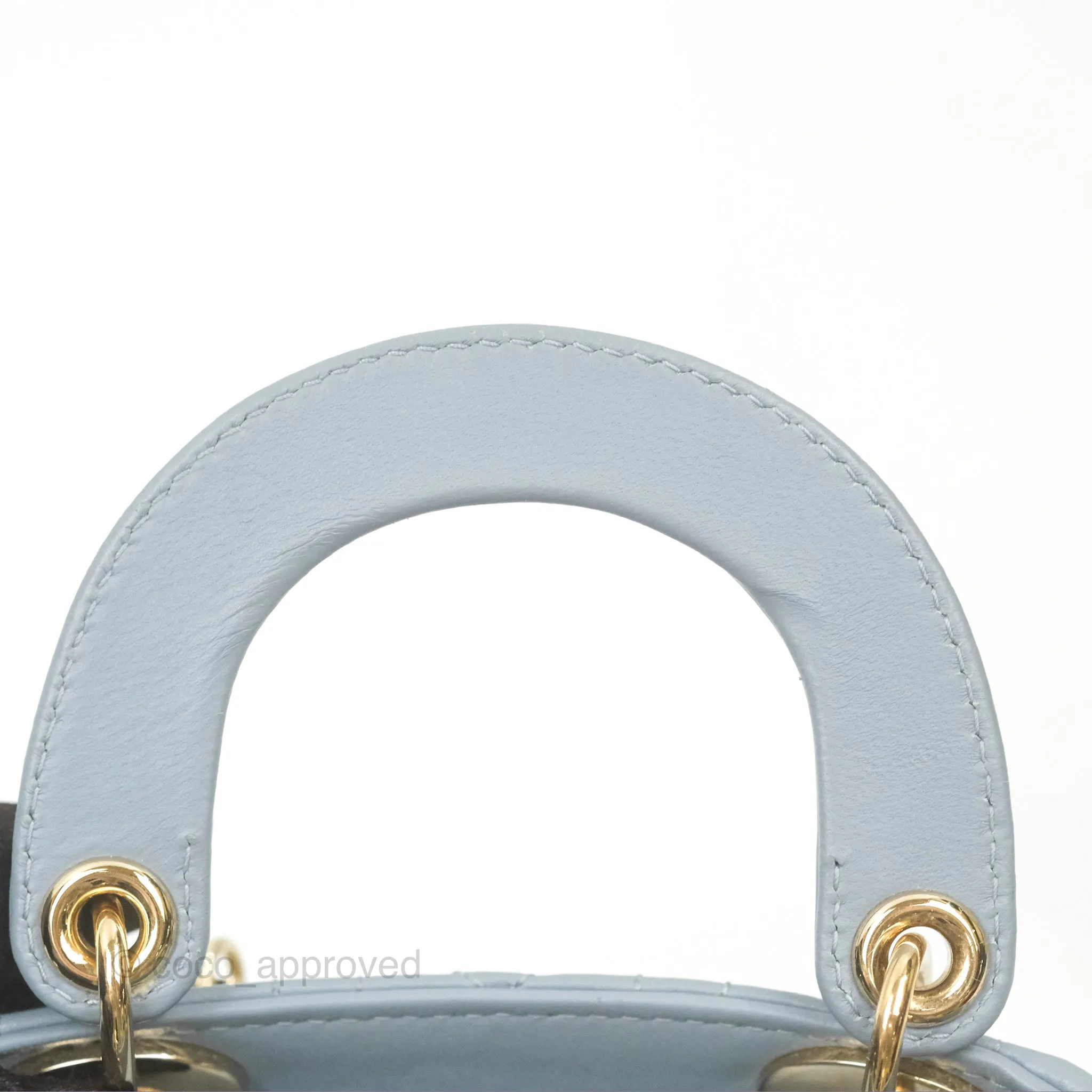 Christian Dior Micro Lady Dior Cannage Blue Grey Lambskin Gold Hardware